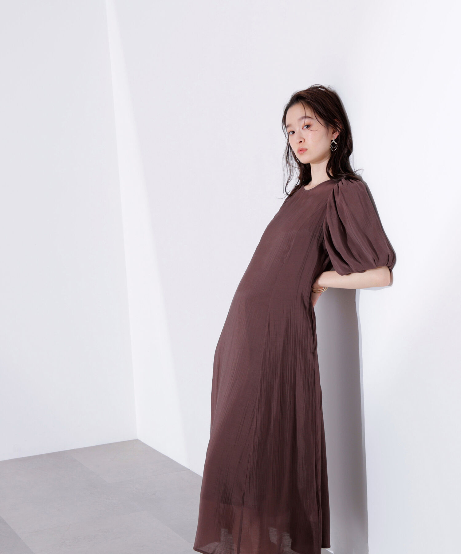  「シアーパフスリーブワンピース」|ワンピース|