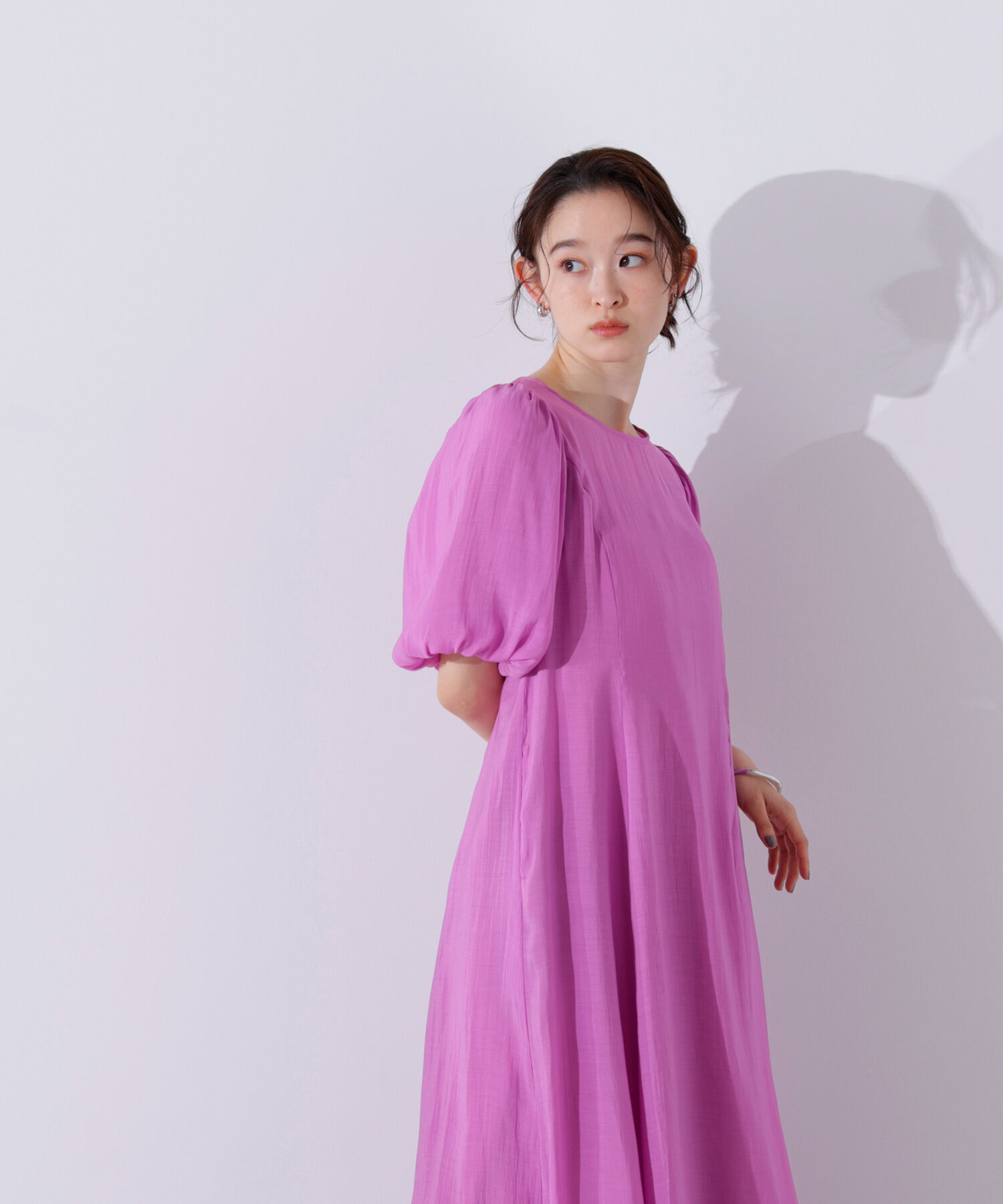  「シアーパフスリーブワンピース」|ワンピース|