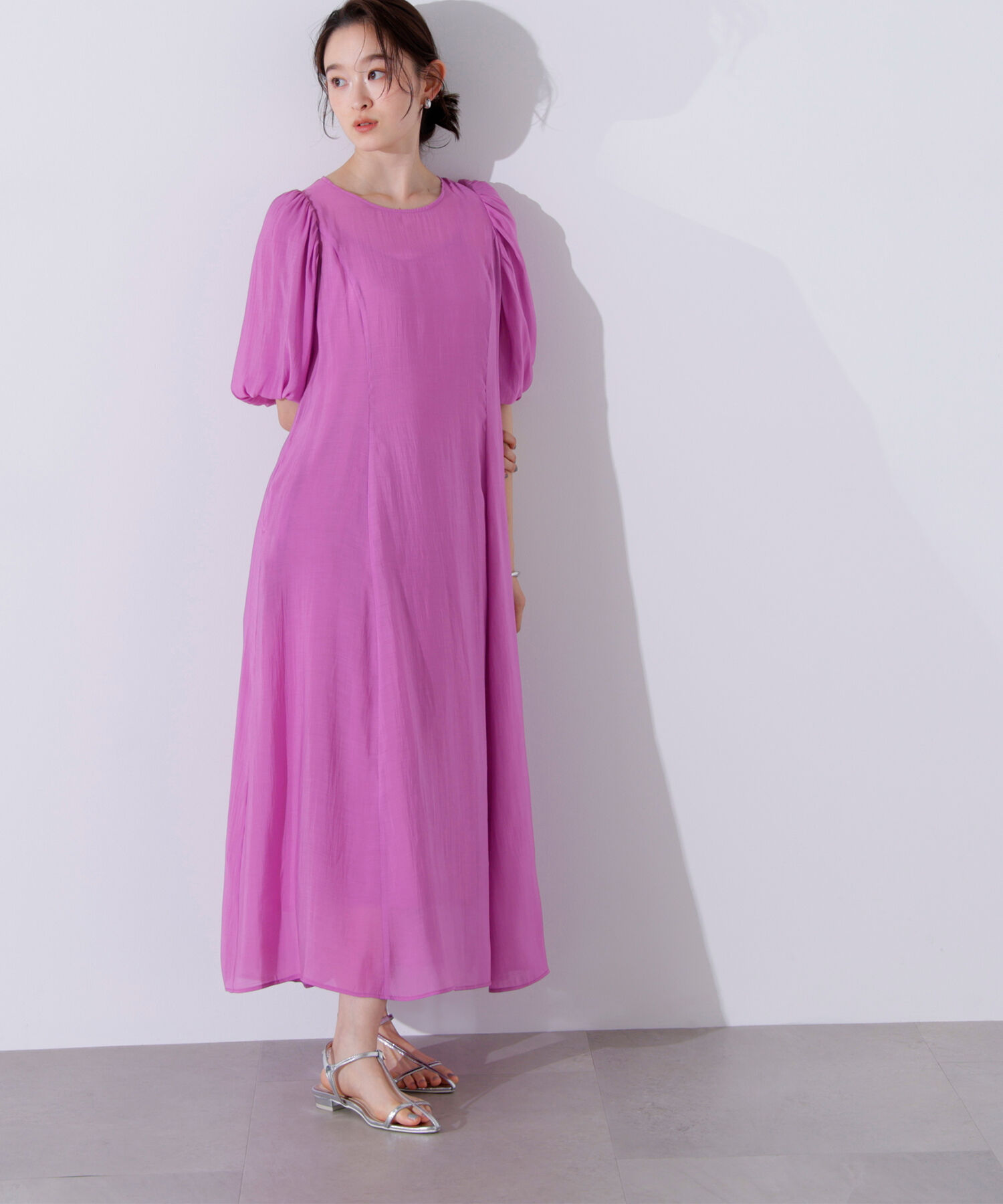  「シアーパフスリーブワンピース」|ワンピース|