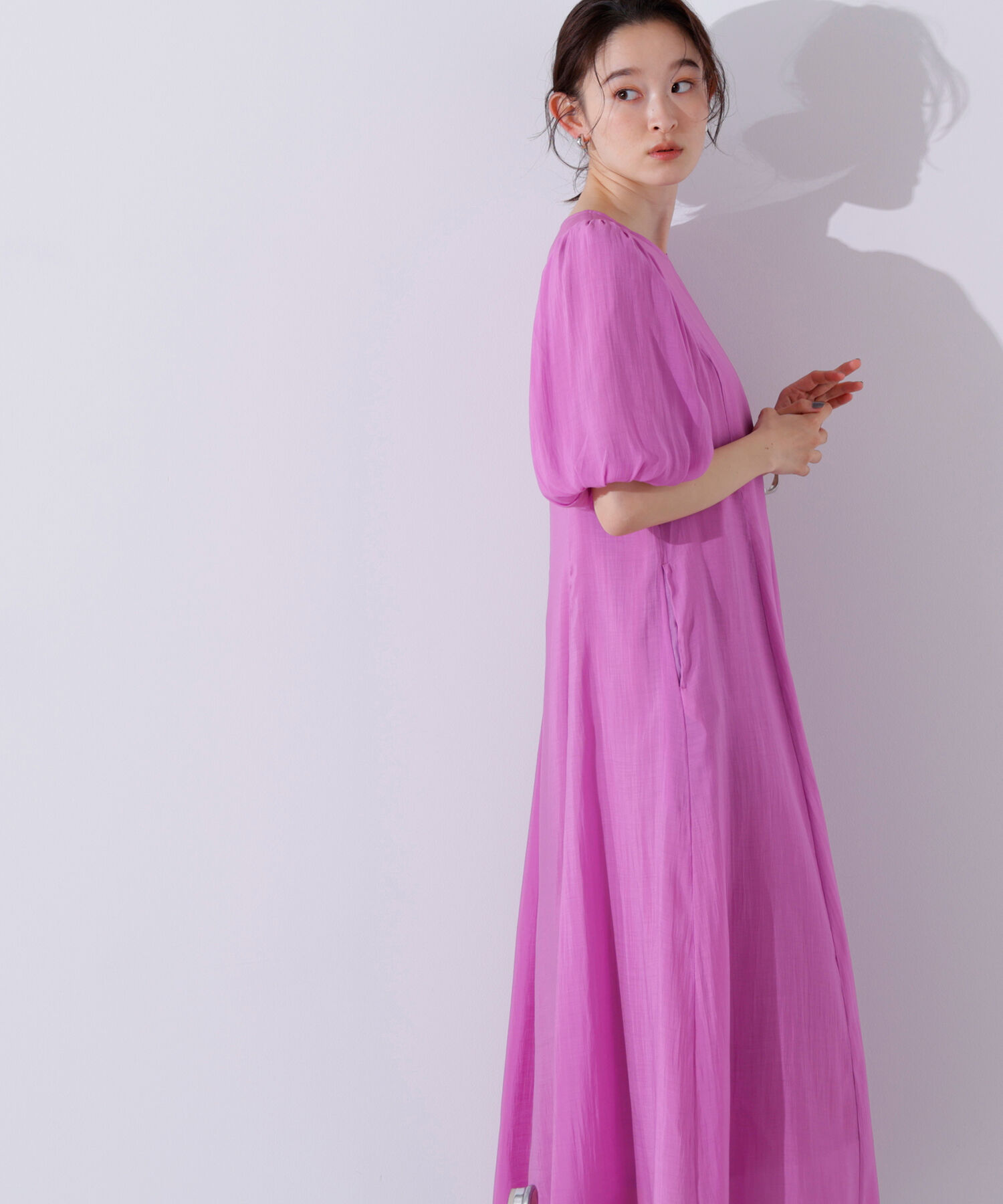  「シアーパフスリーブワンピース」|ワンピース|