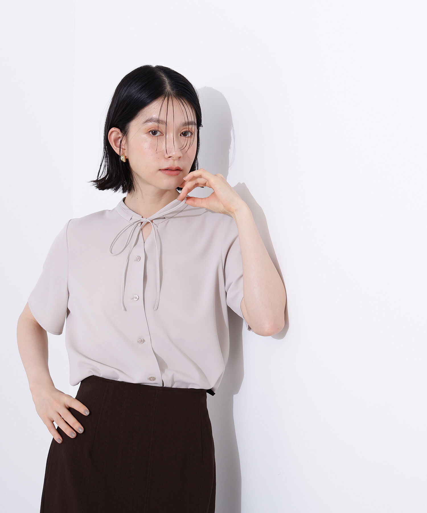  「ナローリボンタイブラウス」|シャツ・ブラウス|