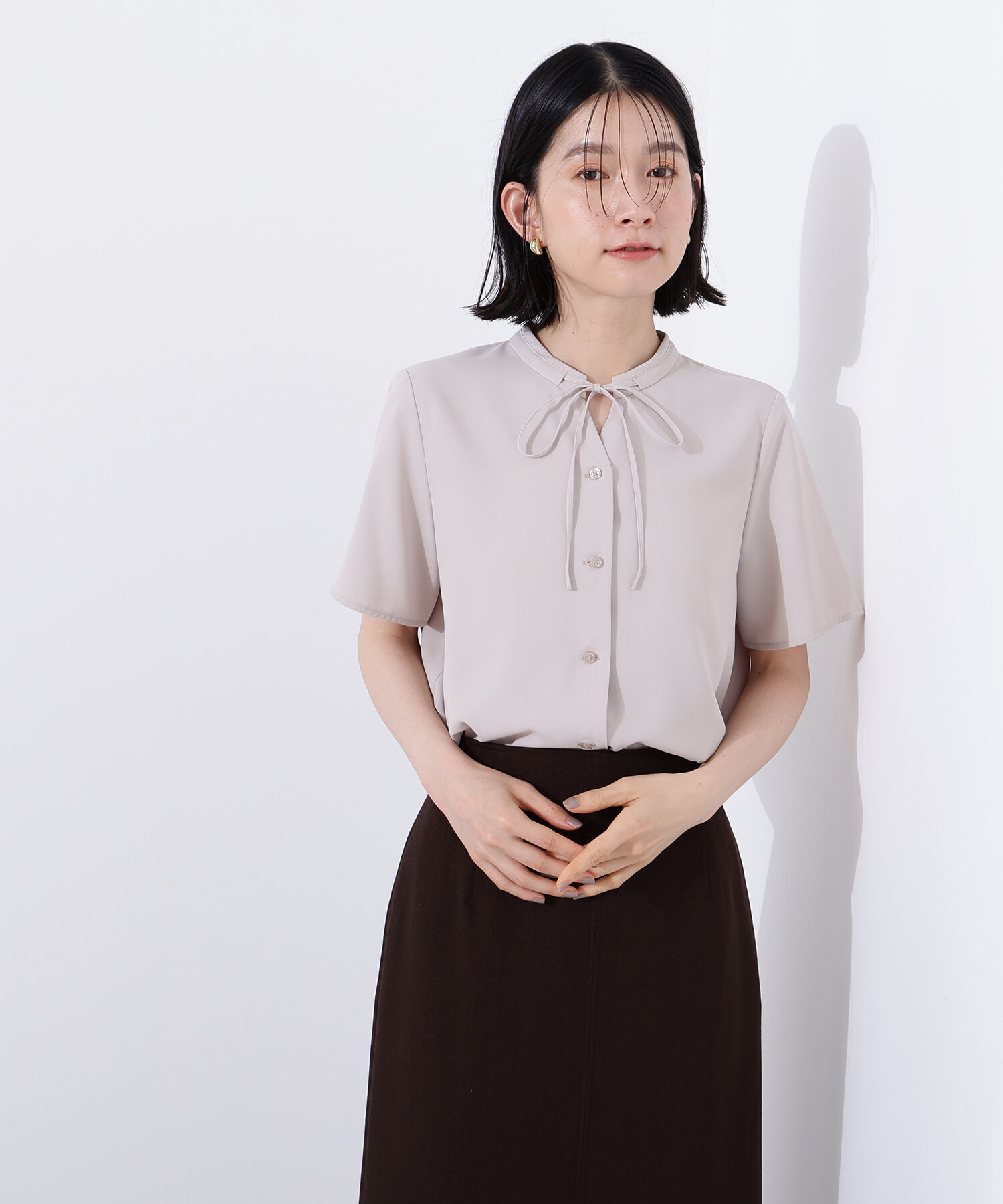  「ナローリボンタイブラウス」|シャツ・ブラウス|