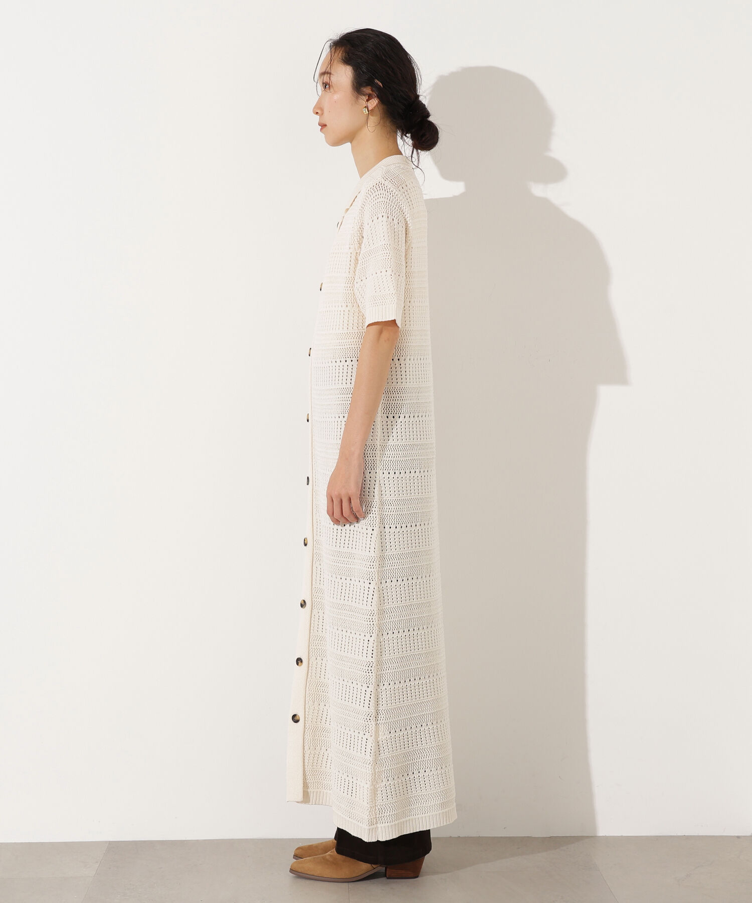  「透かし編みポロニットワンピース」|スカート|