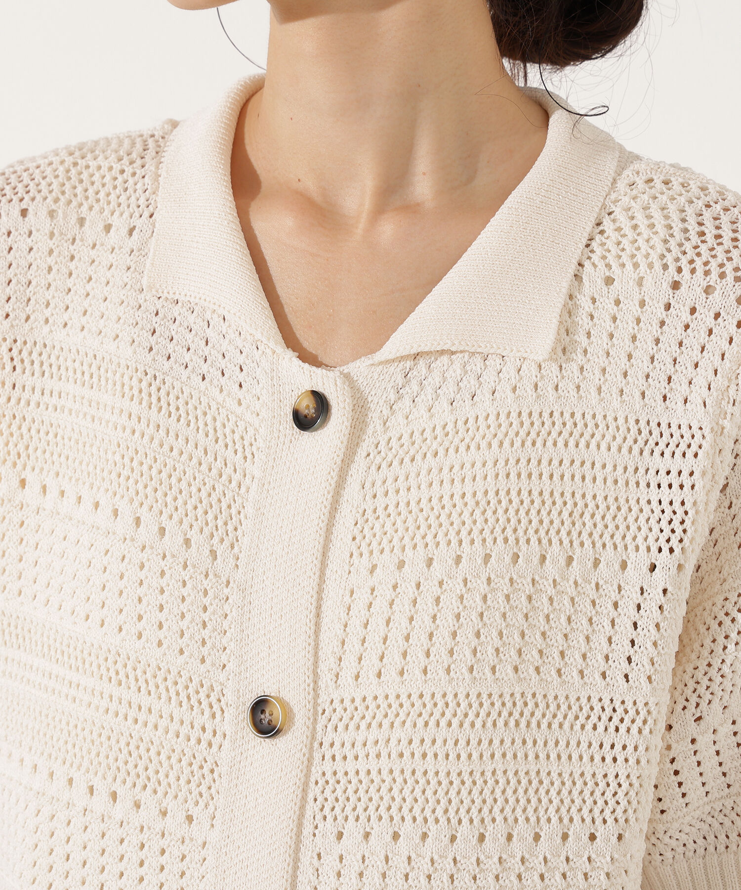  「透かし編みポロニットワンピース」|スカート|