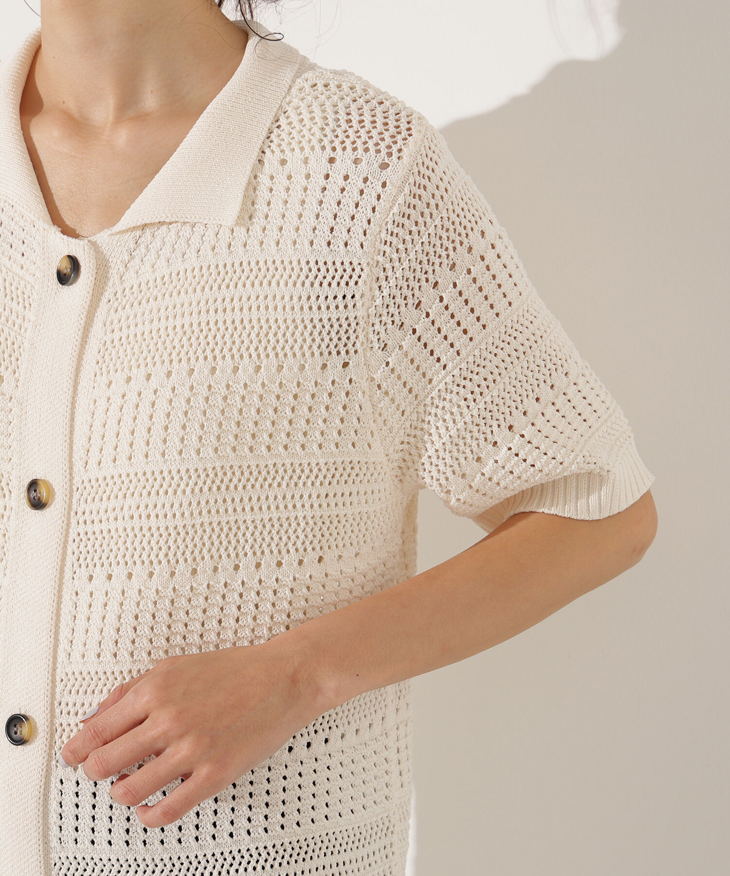  「透かし編みポロニットワンピース」|スカート|