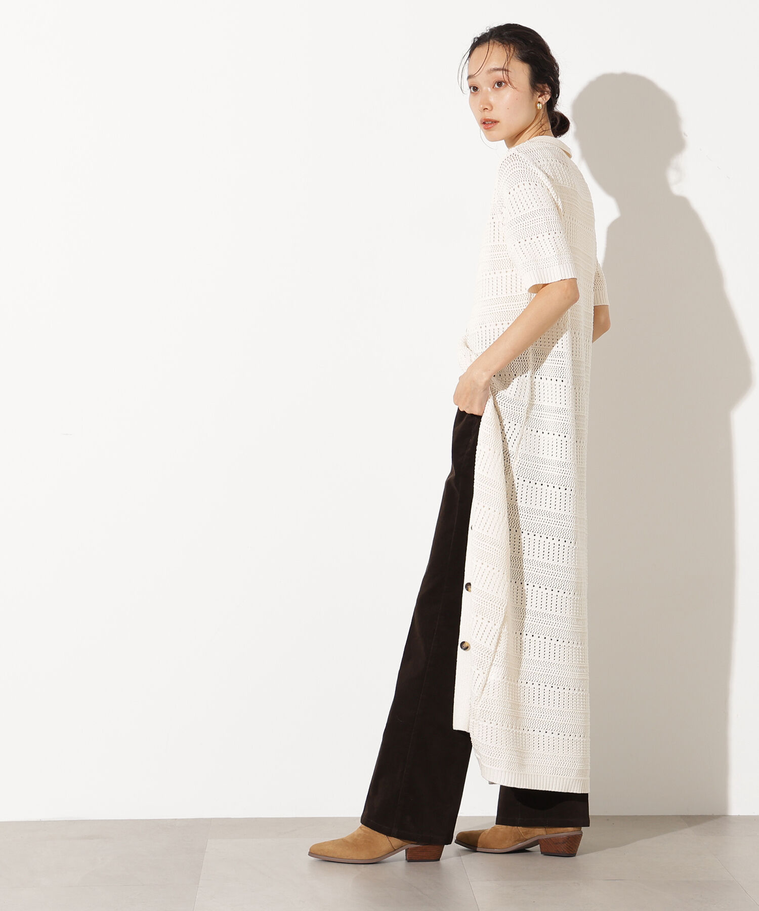  「透かし編みポロニットワンピース」|スカート|