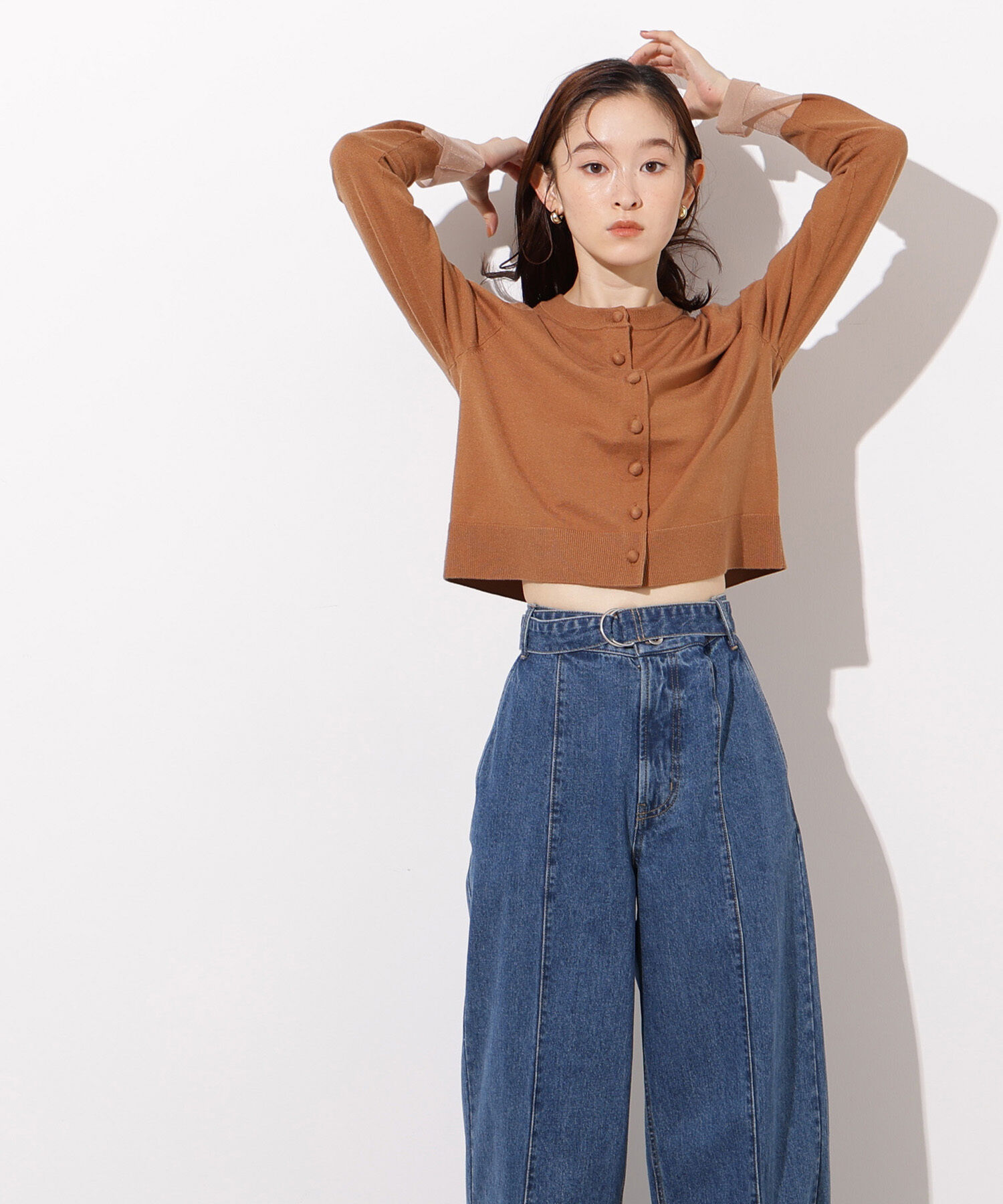  「シアーカフスコンパクトカーデ」|ニット・セーター|