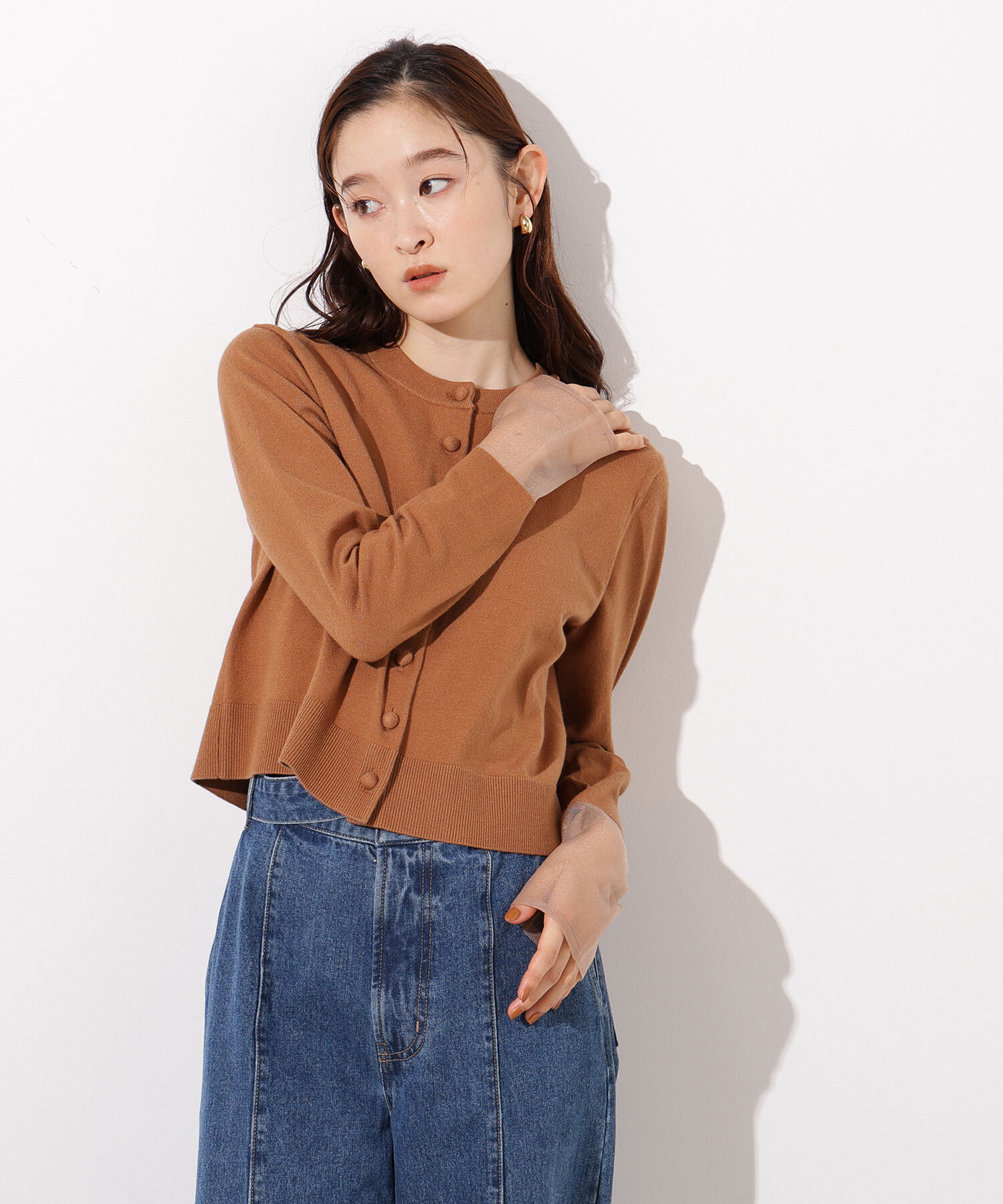  「シアーカフスコンパクトカーデ」|ニット・セーター|