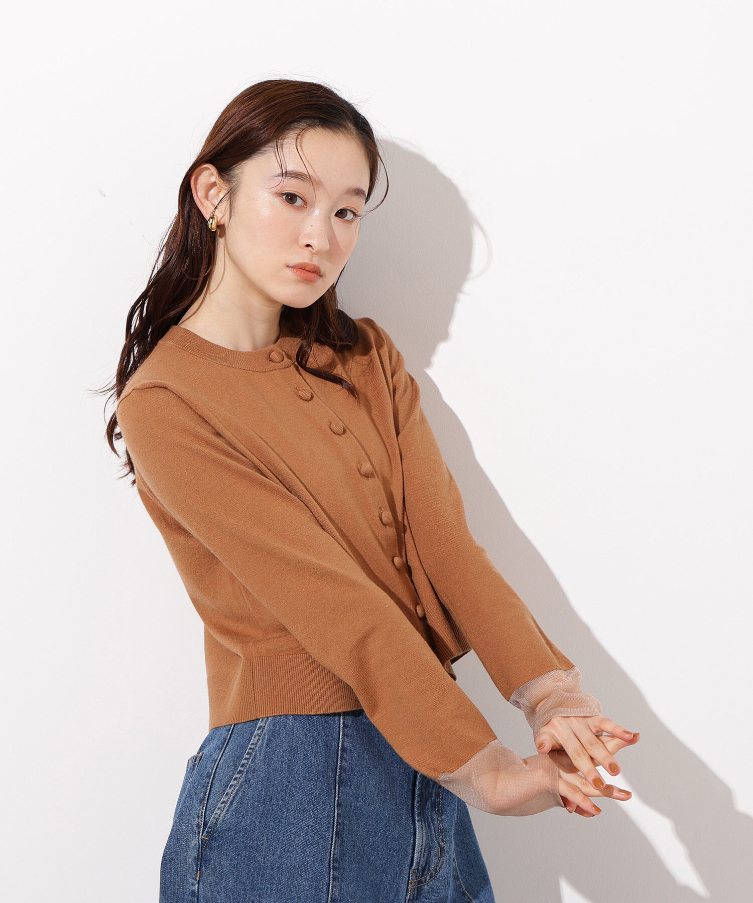  「シアーカフスコンパクトカーデ」|ニット・セーター|