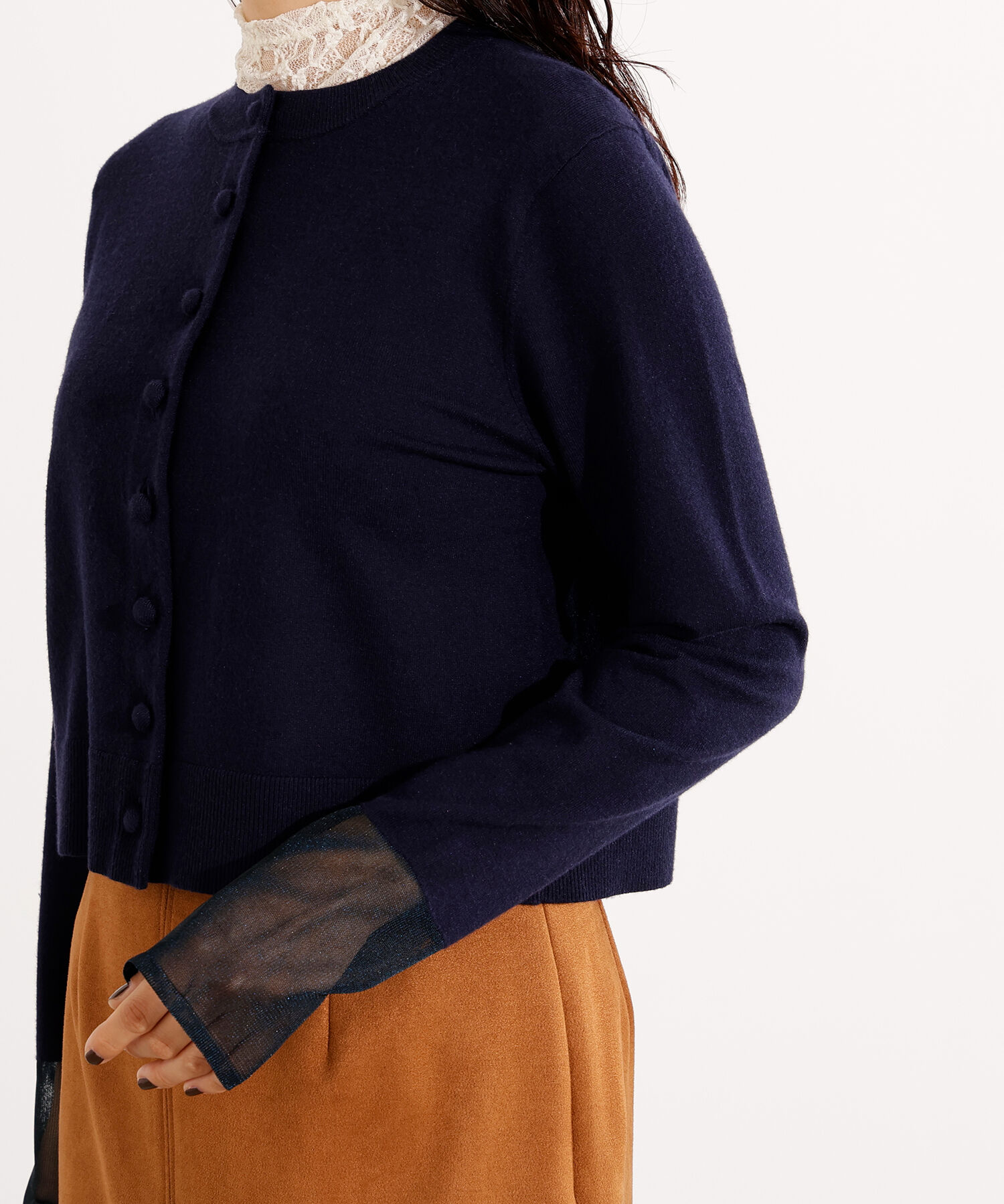  「シアーカフスコンパクトカーデ」|ニット・セーター|