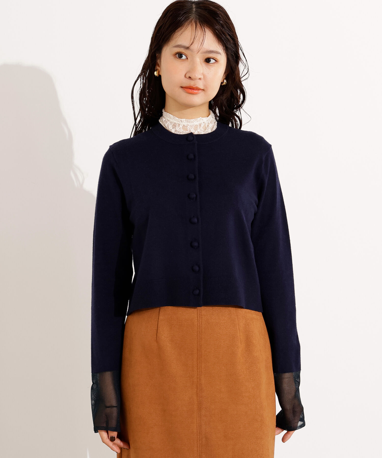  「シアーカフスコンパクトカーデ」|ニット・セーター|