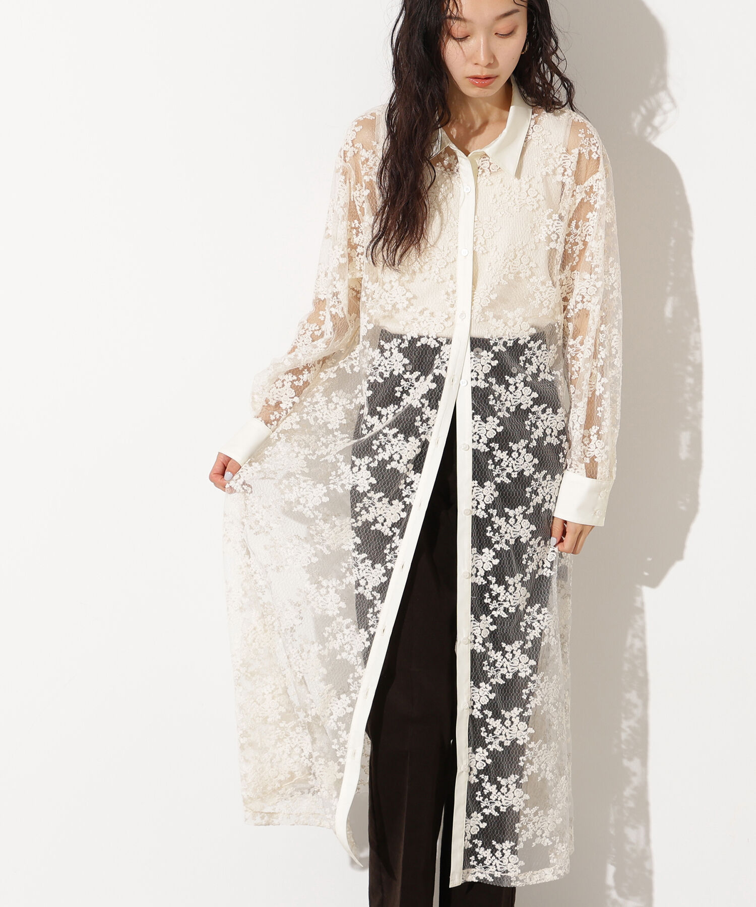  「レースクレリックシャツワンピース」|ワンピース|