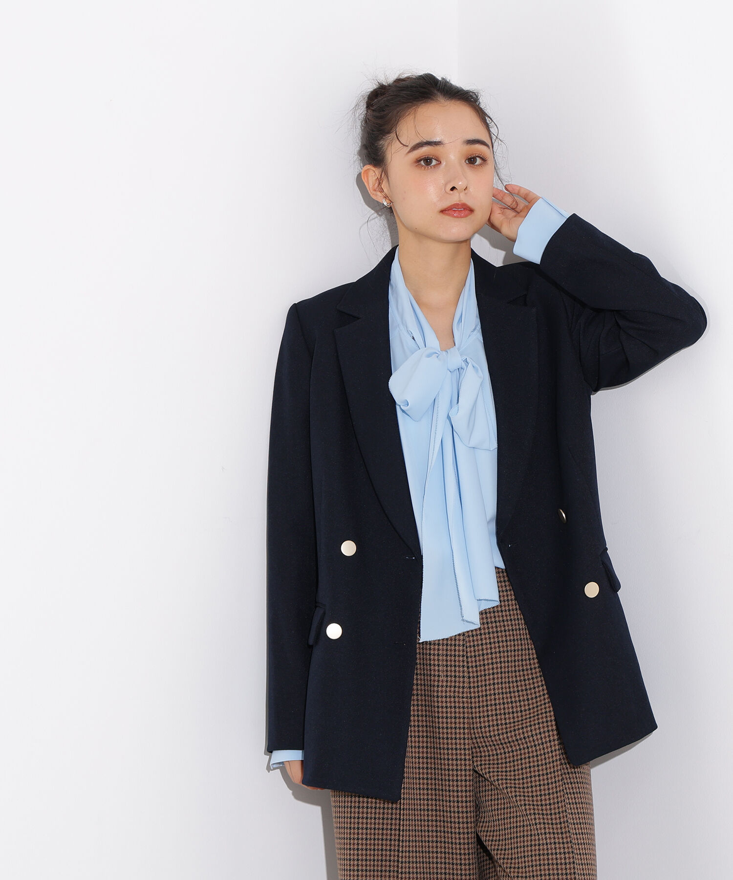  「ダブルブレストテーラードジャケット」|その他|ネイビー