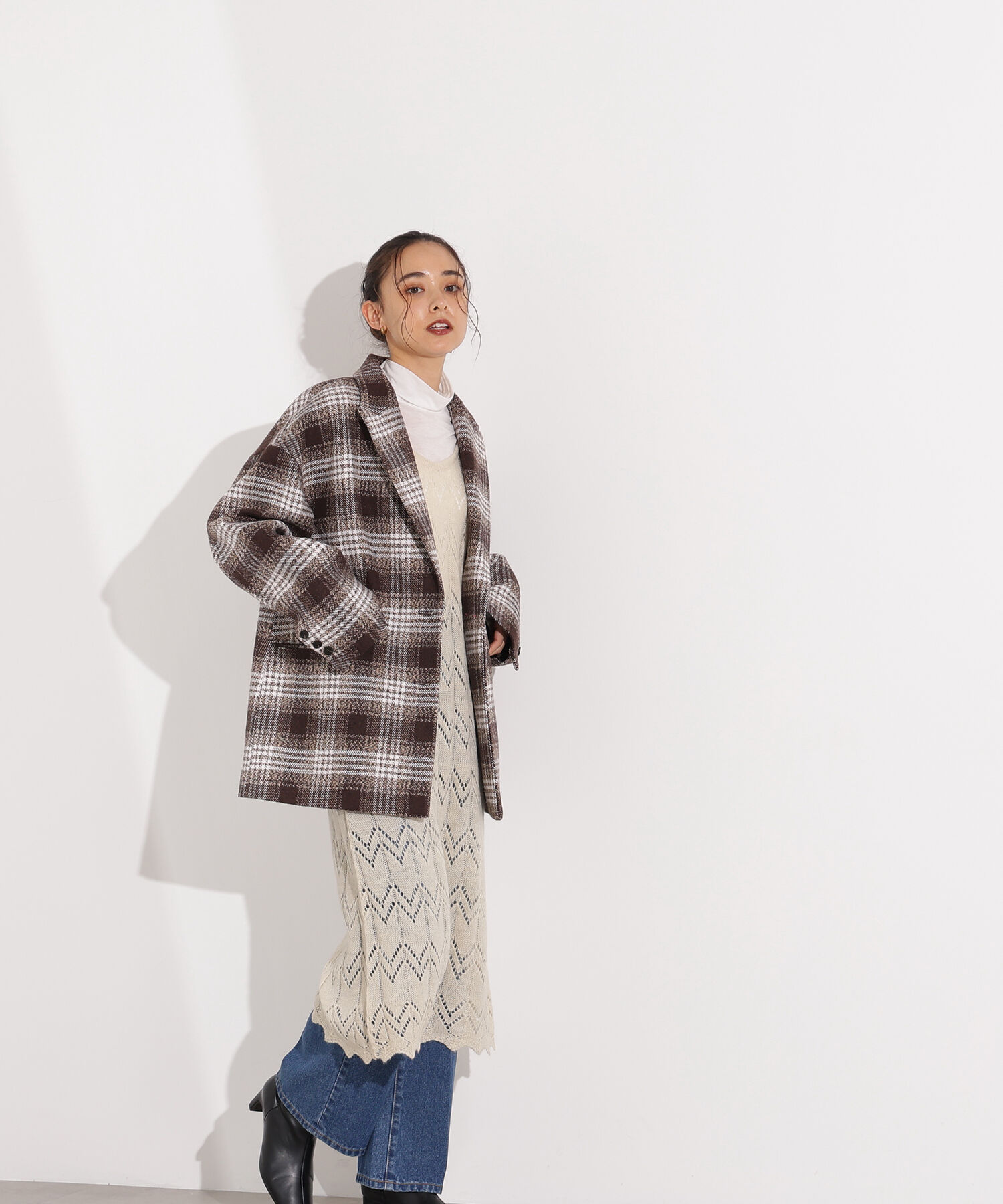  「透かし編みニットキャミワンピース」|スカート|