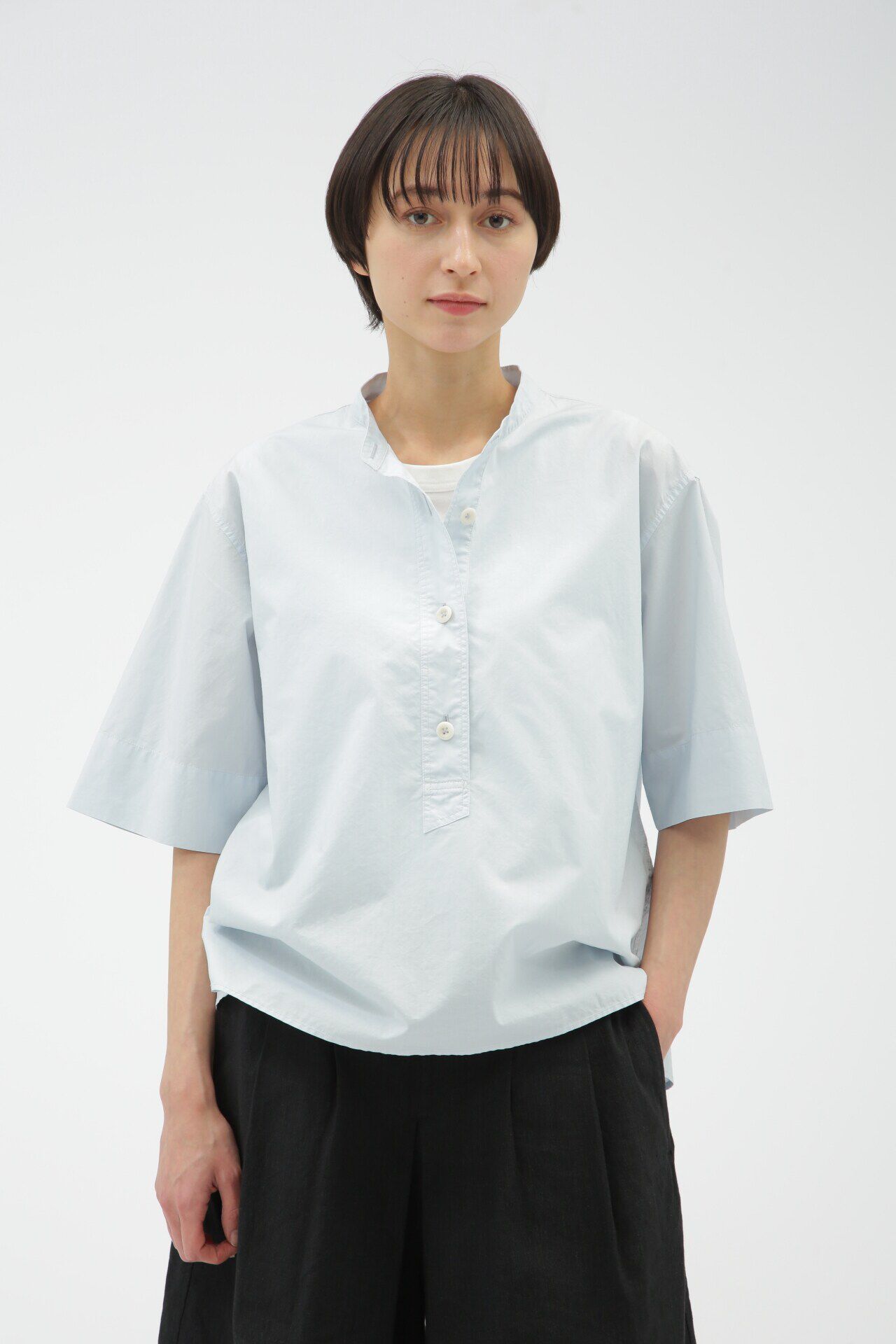 MHL.「COTTON RAMIE POPLIN」|シャツ・ブラウス|PALE BLUE1