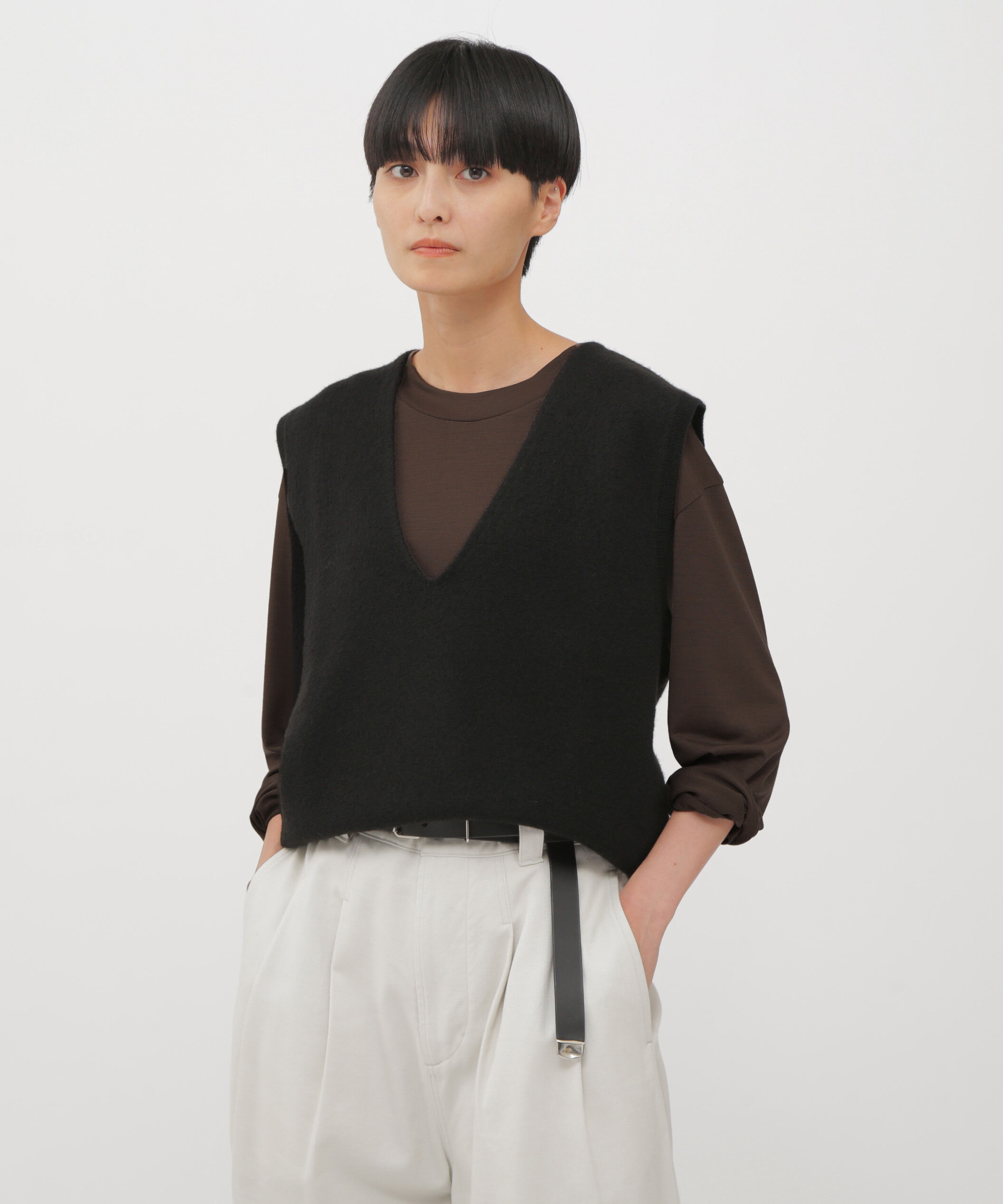 MHL.「FELTED DRY WOOL KNITWEAR」|ニット・セーター|DARK BROWN2