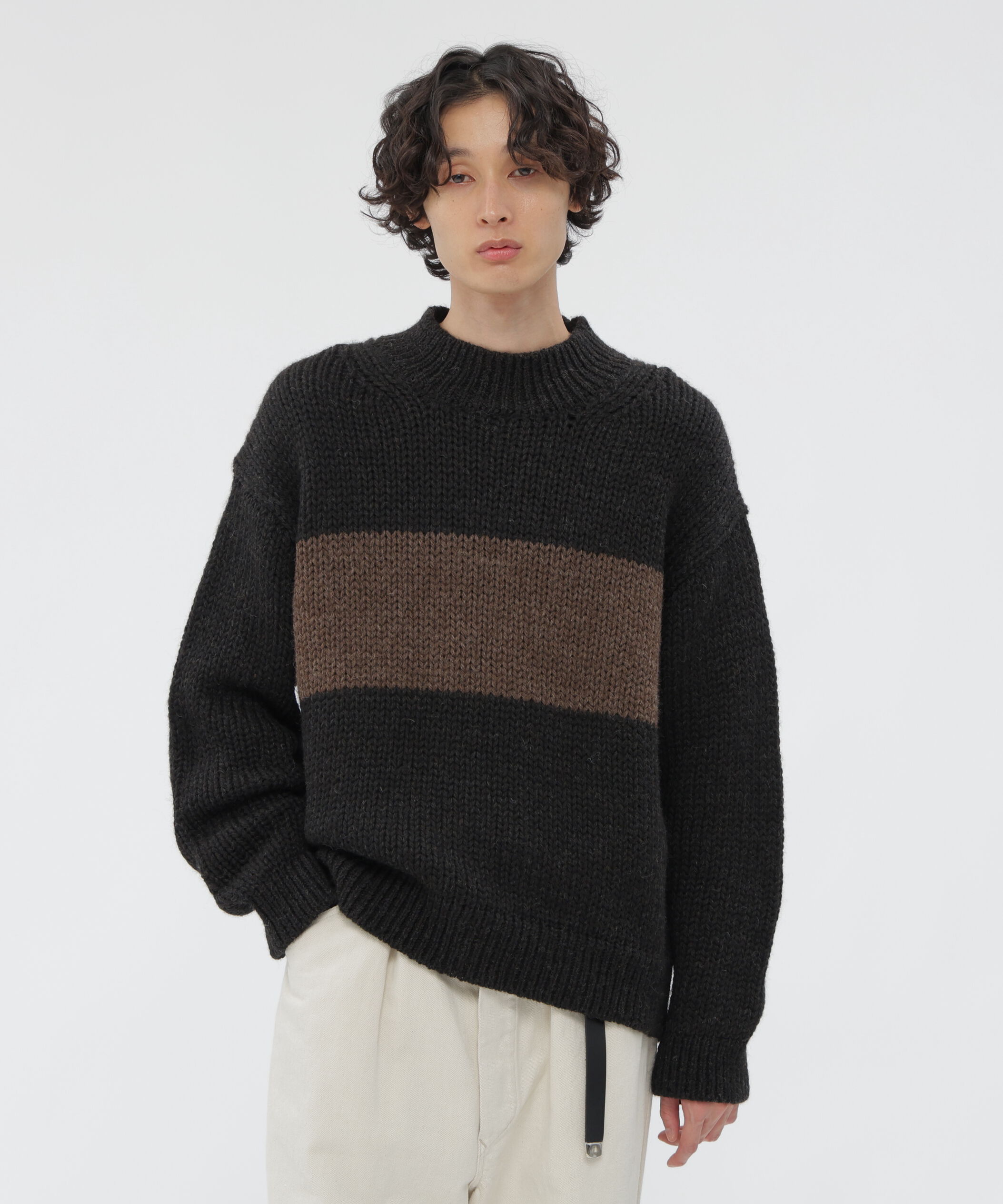 MHL.「NATURAL SPUN WOOL KNITWEAR」|ニット・セーター|DARK BROWN2