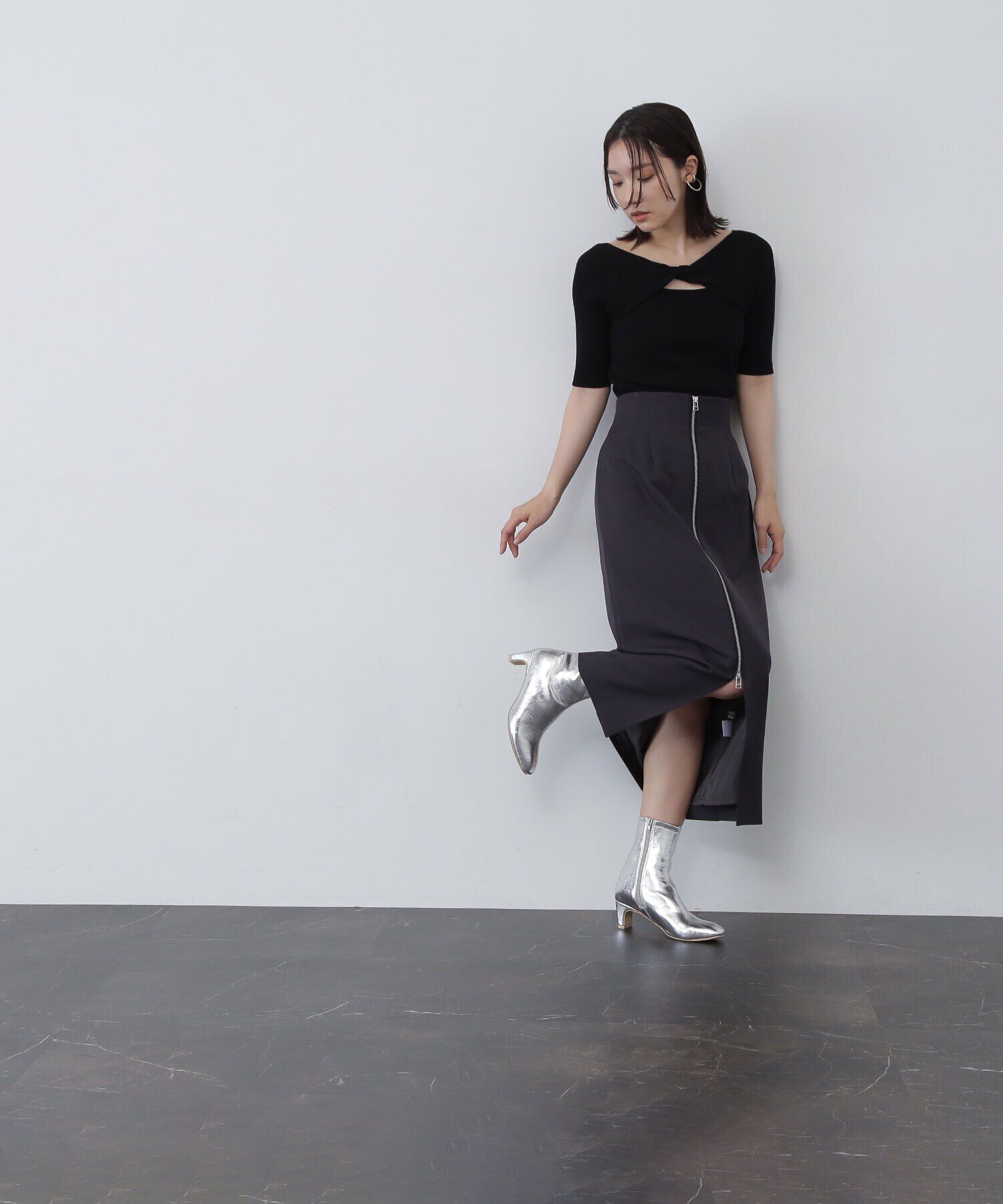  「フロントジップナロースカート」|スカート|