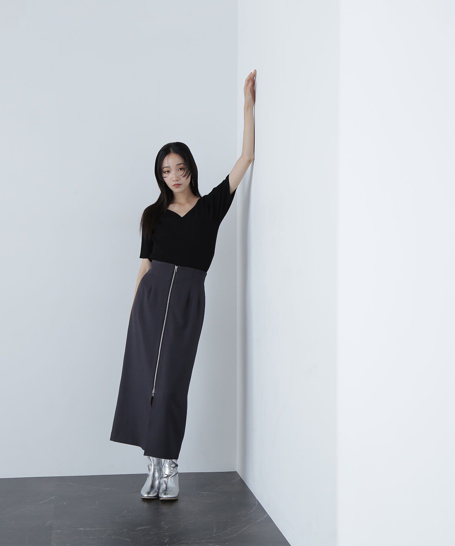  「フロントジップナロースカート」|スカート|