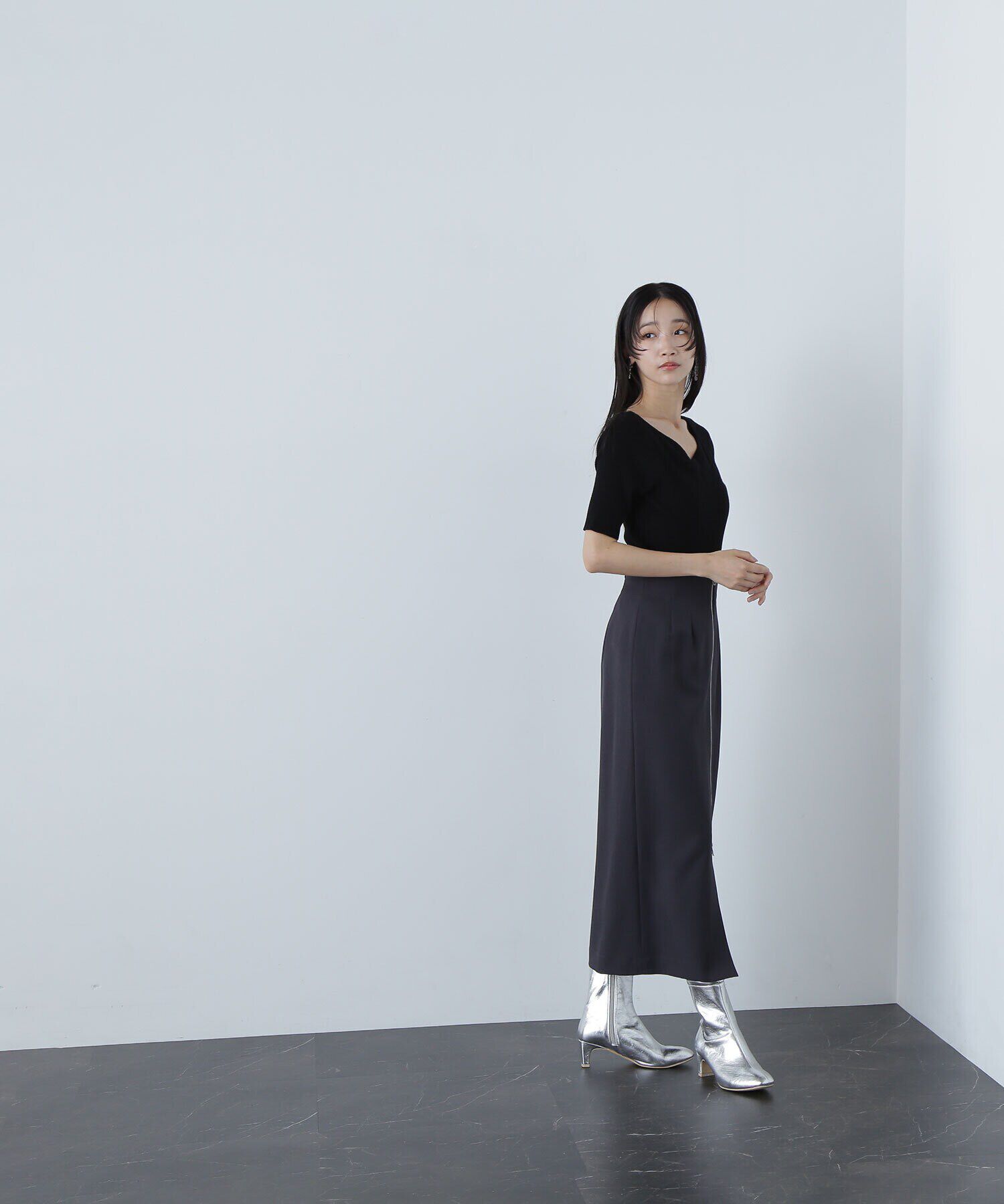  「フロントジップナロースカート」|スカート|