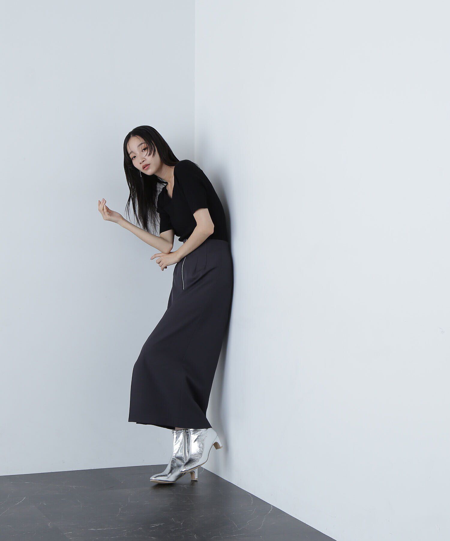  「フロントジップナロースカート」|スカート|