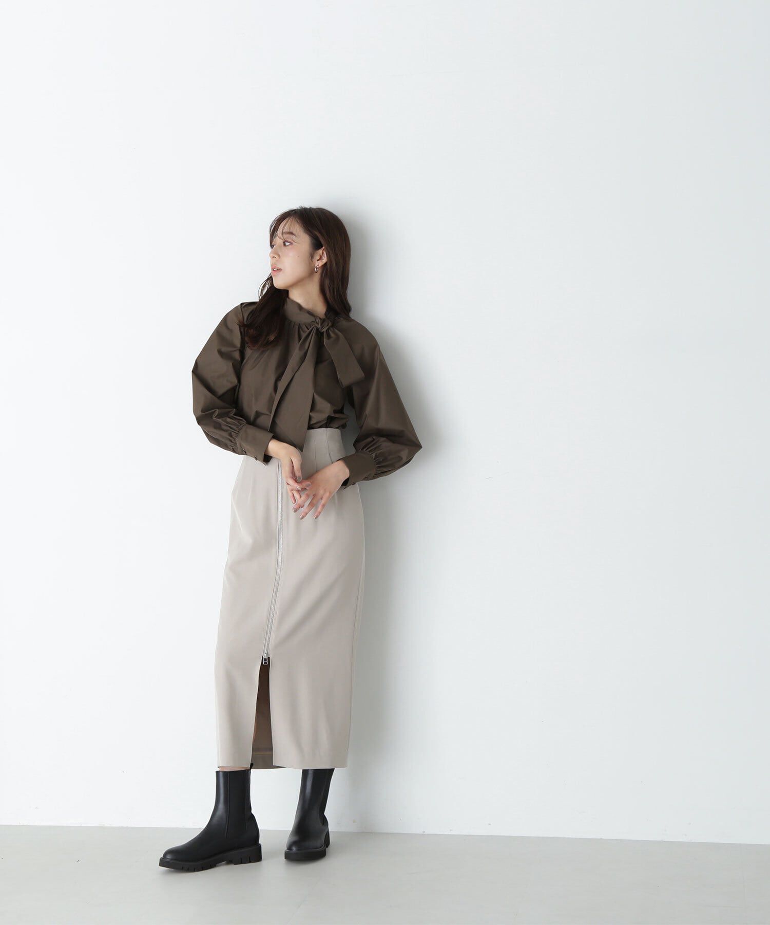  「フロントジップナロースカート」|スカート|