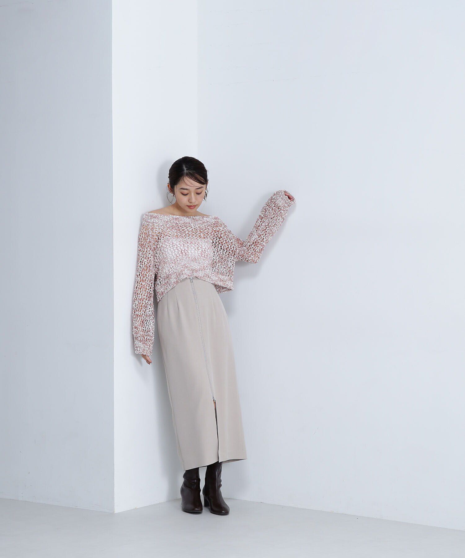  「フロントジップナロースカート」|スカート|