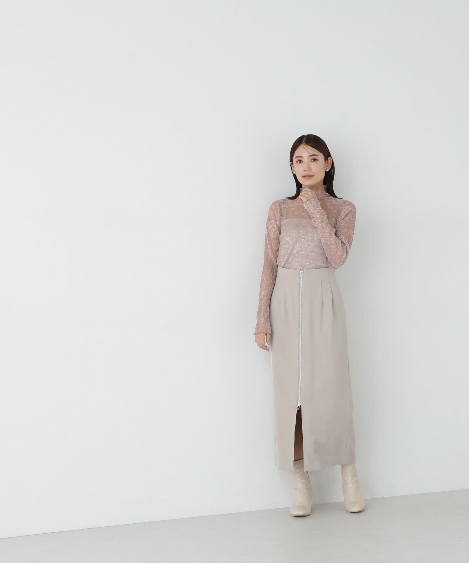  「フロントジップナロースカート」|スカート|