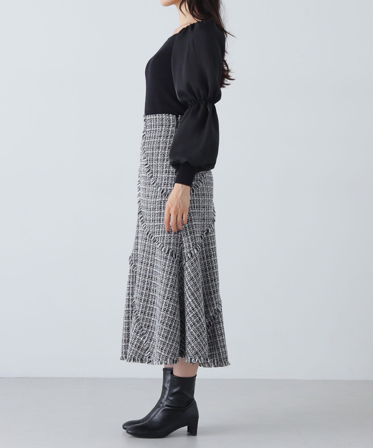  「エスカルゴツイードフリンジスカート」|スカート|
