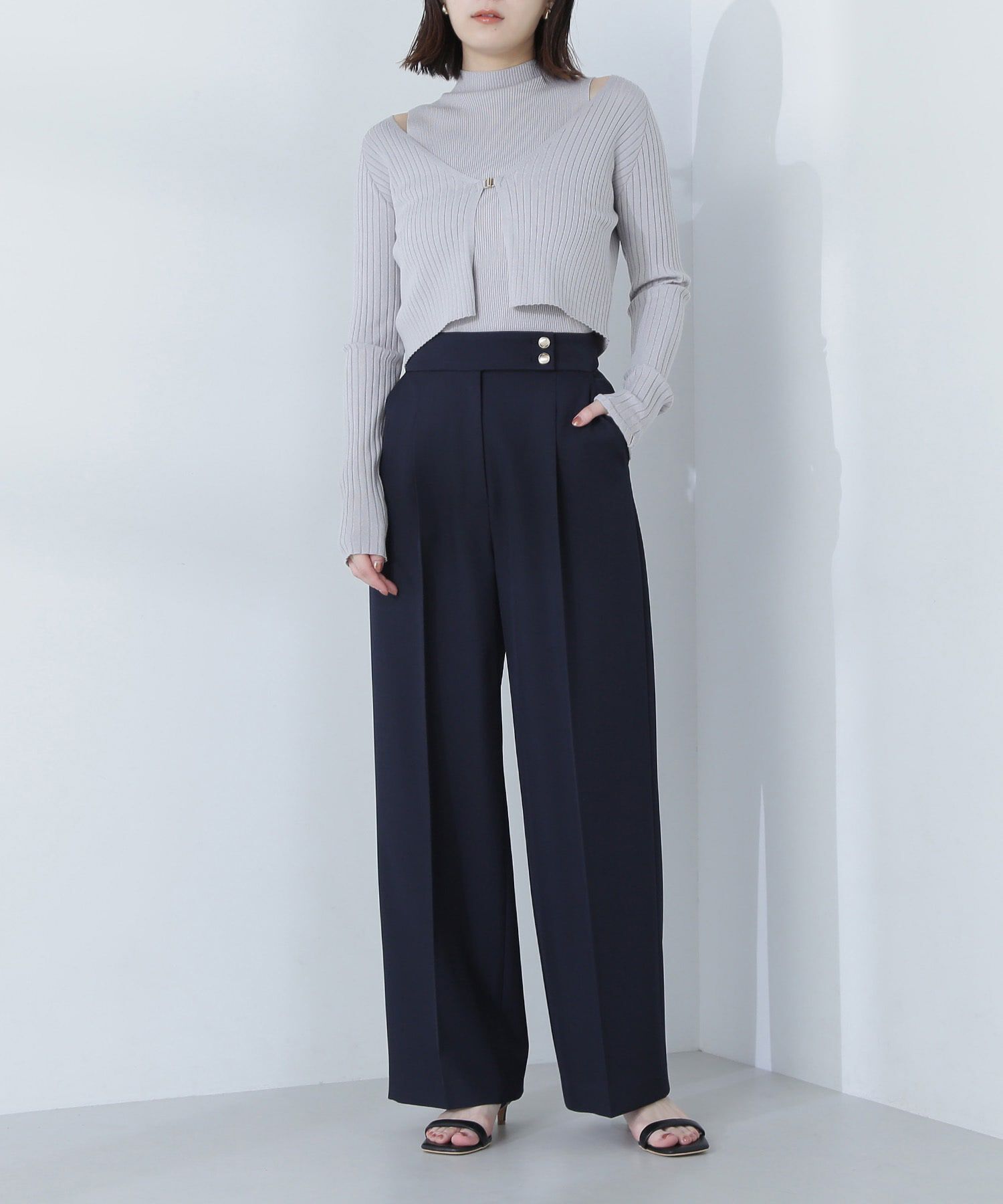  「メタルボタンタックワイドパンツ」|その他|