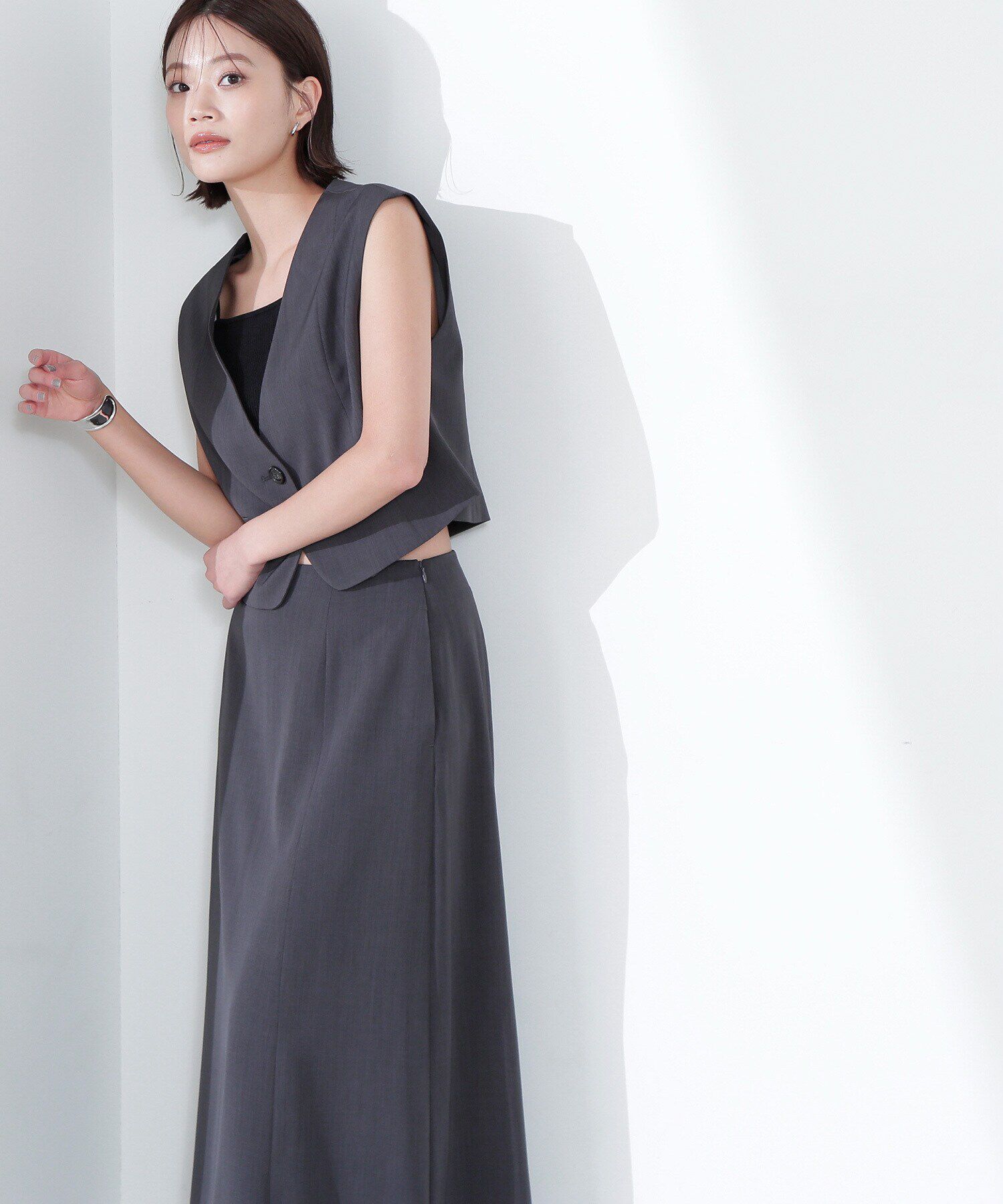 「クロップドベスト＆Aラインスカート」|ワンピース|
