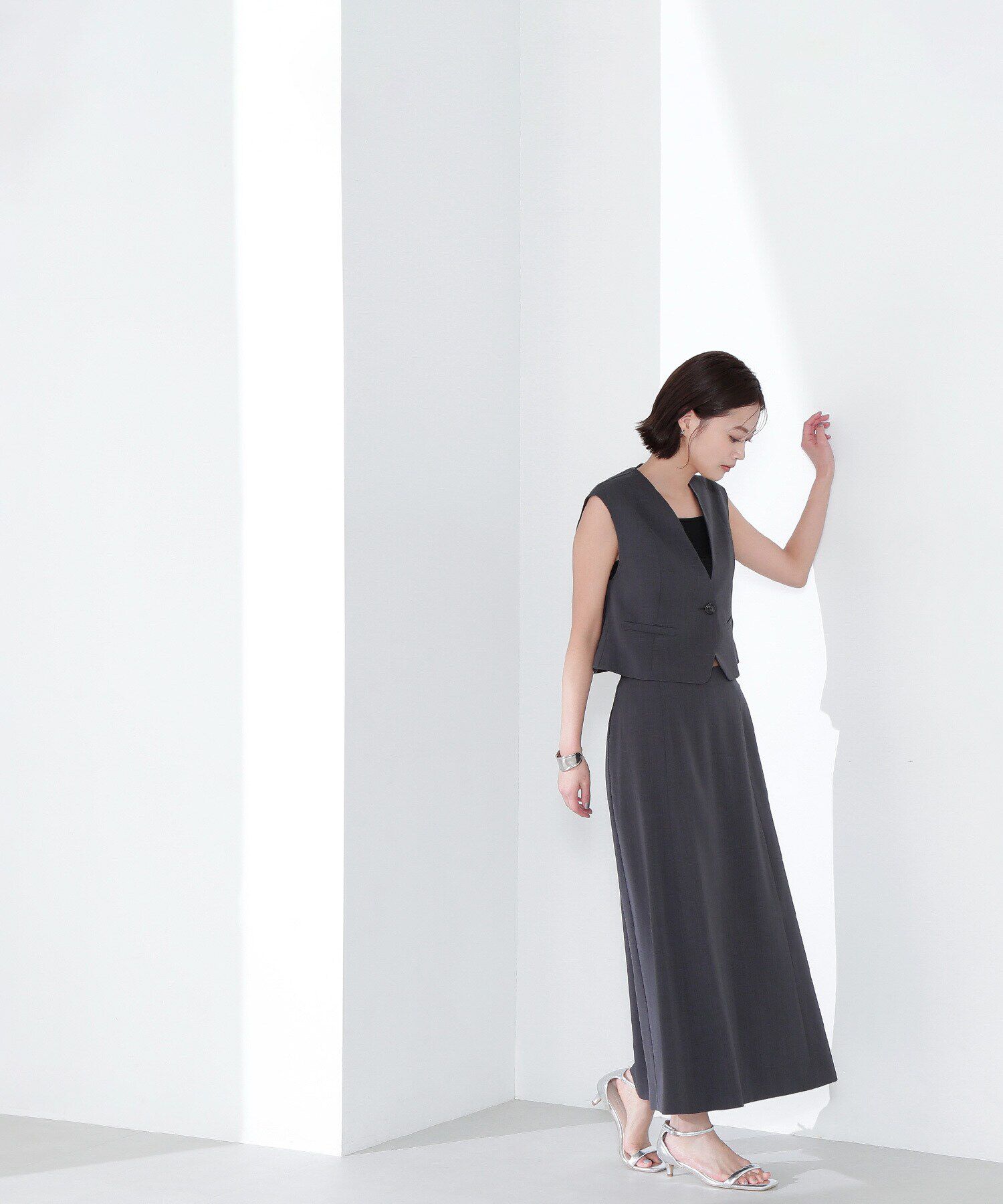  「クロップドベスト＆Aラインスカート」|ワンピース|