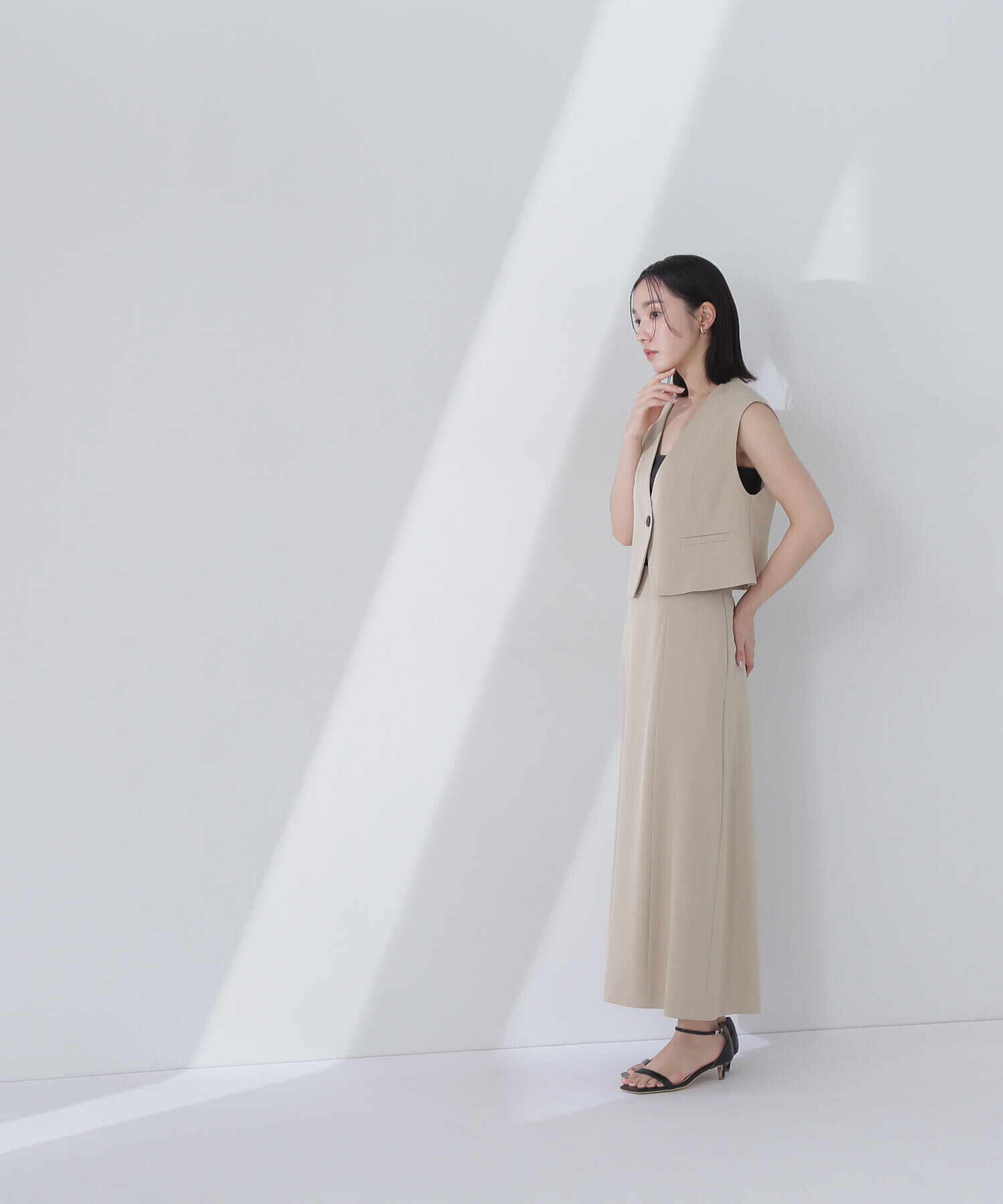  「クロップドベスト＆Aラインスカート」|ワンピース|