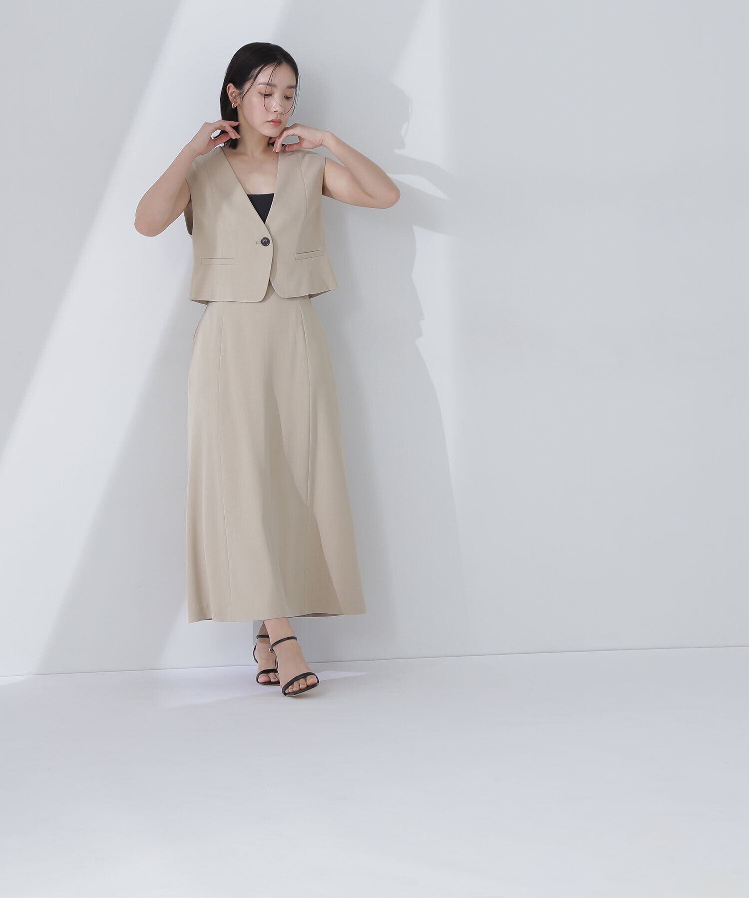  「クロップドベスト＆Aラインスカート」|ワンピース|