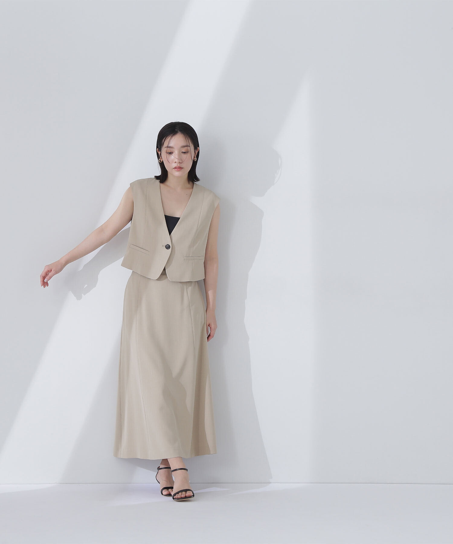  「クロップドベスト＆Aラインスカート」|ワンピース|