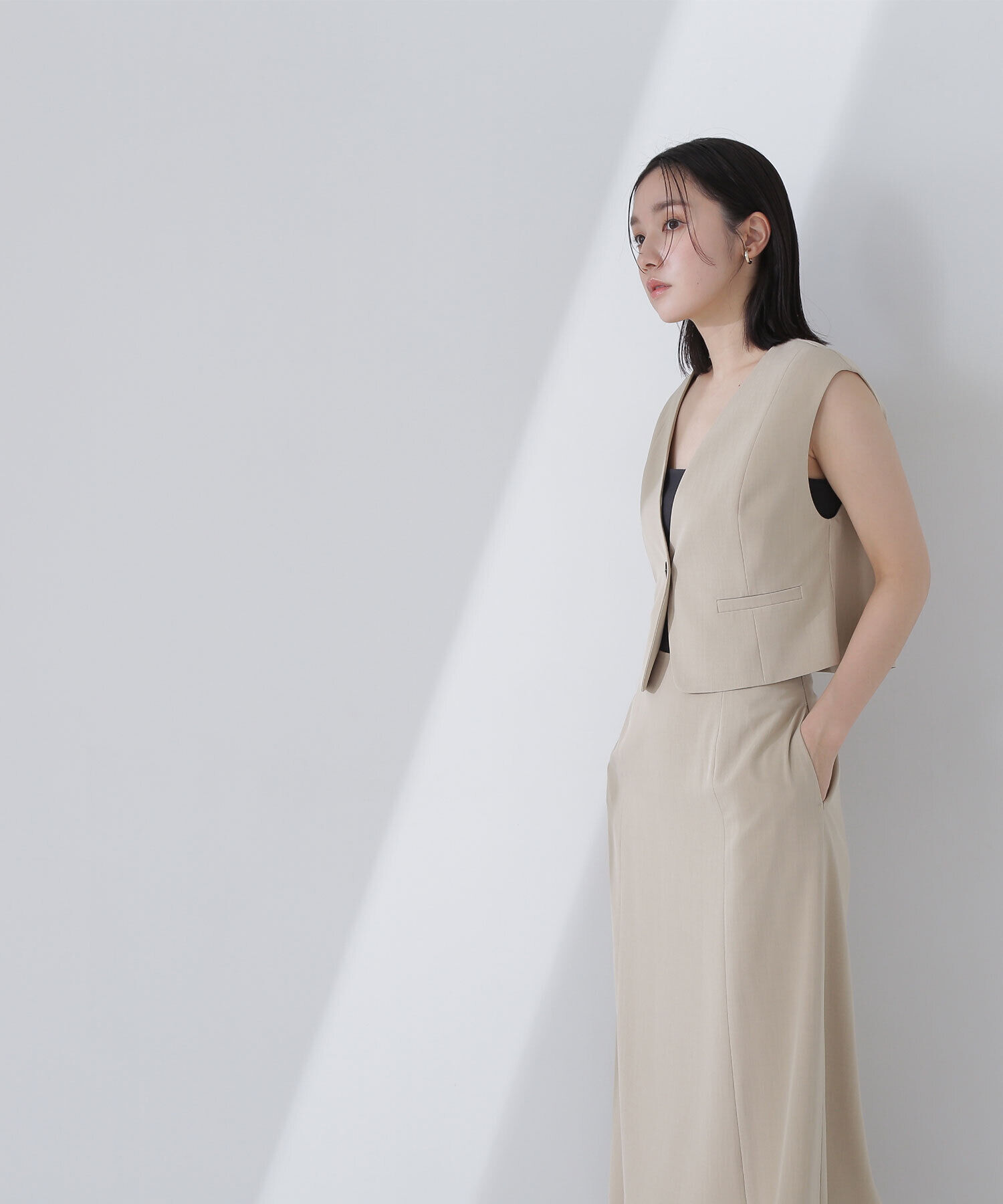  「クロップドベスト＆Aラインスカート」|ワンピース|