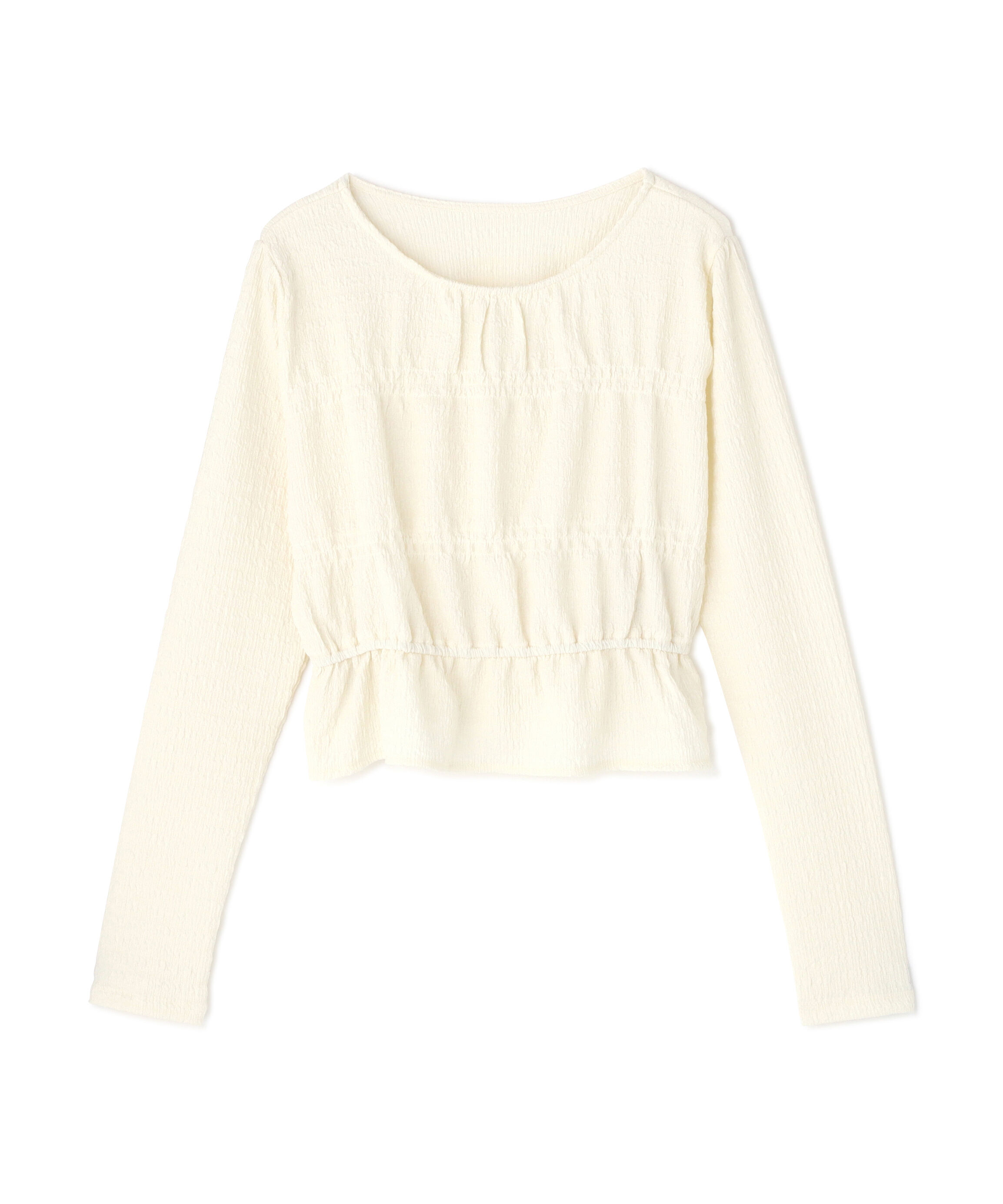  「シャーリングペプラムトップス」|Tシャツ・カットソー|