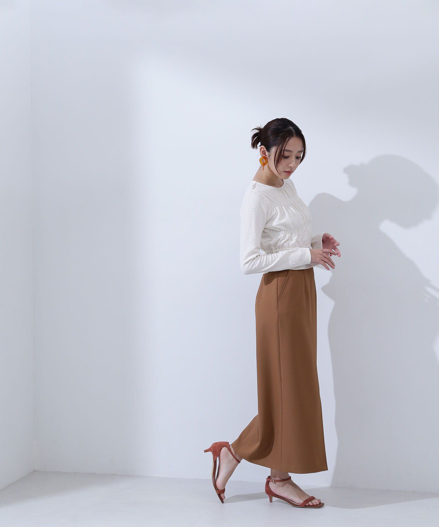  「シャーリングペプラムトップス」|Tシャツ・カットソー|