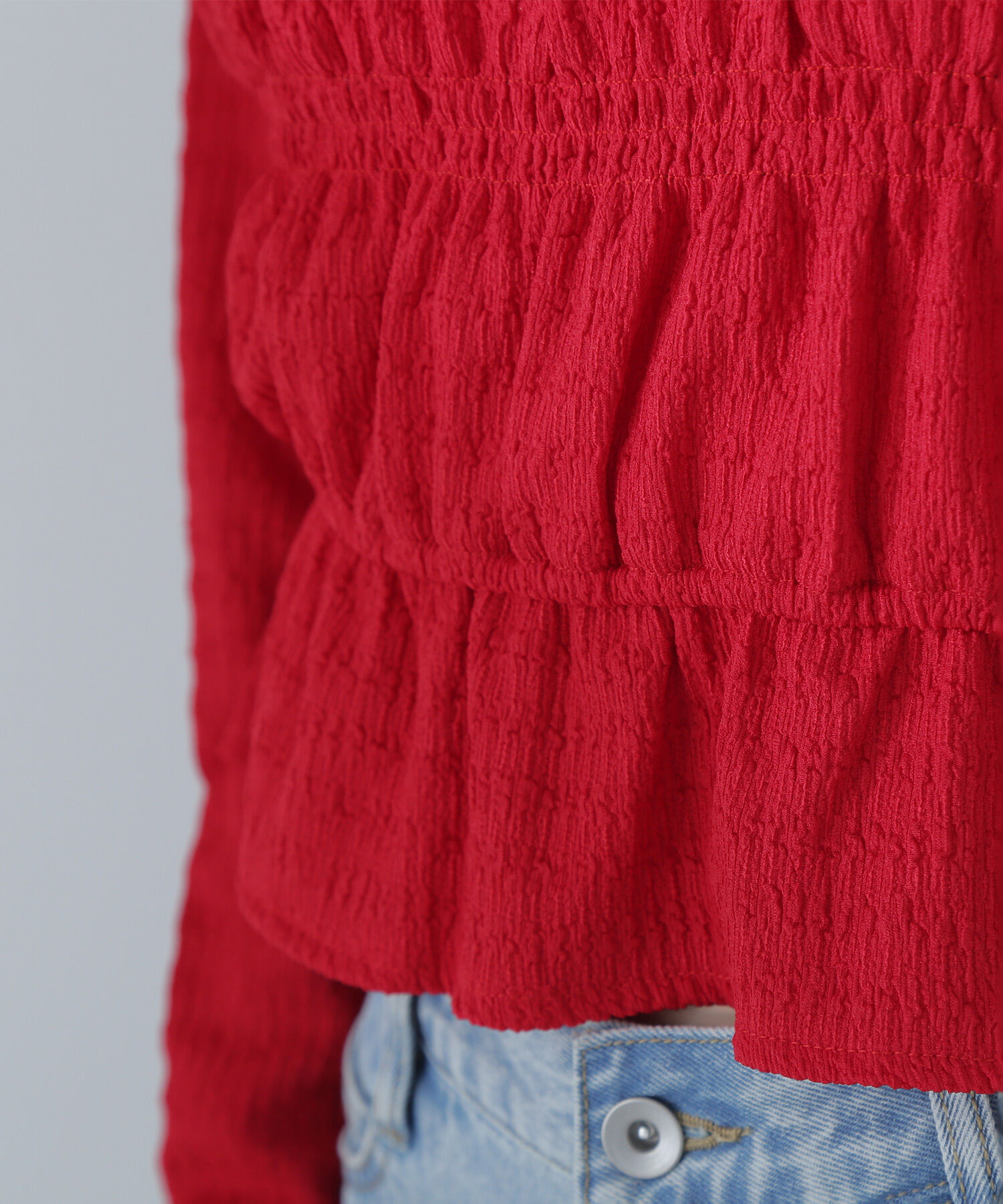  「シャーリングペプラムトップス」|Tシャツ・カットソー|