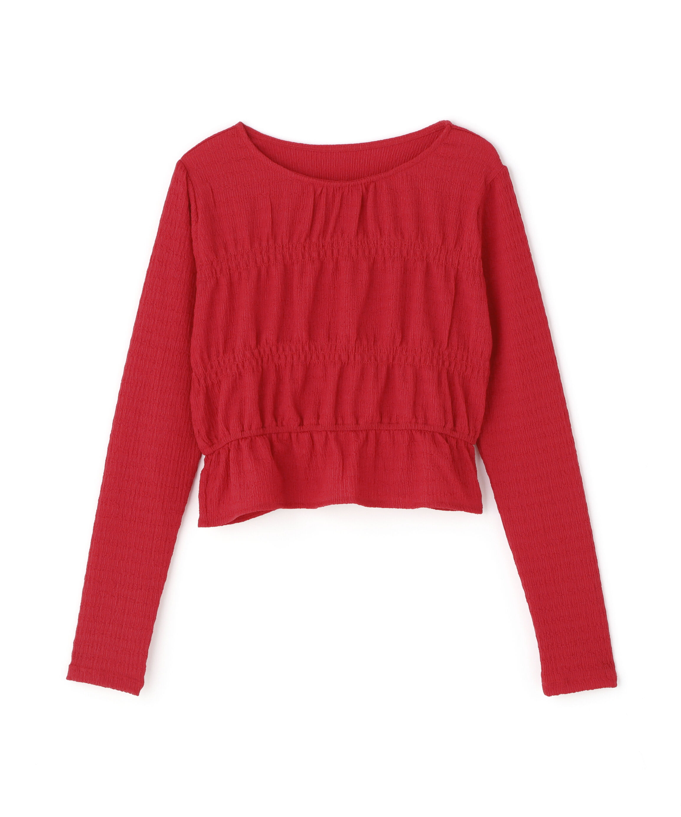  「シャーリングペプラムトップス」|Tシャツ・カットソー|