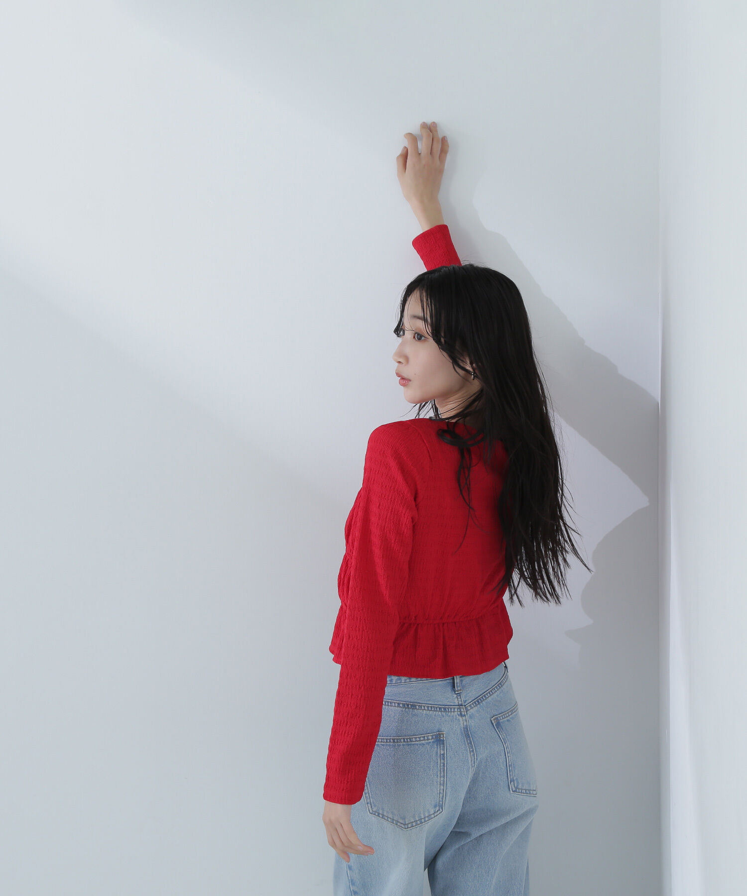  「シャーリングペプラムトップス」|Tシャツ・カットソー|