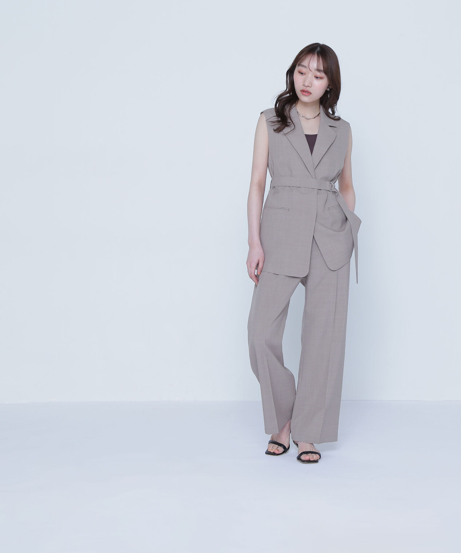  「セミフレアパンツ」|その他|ブラウン