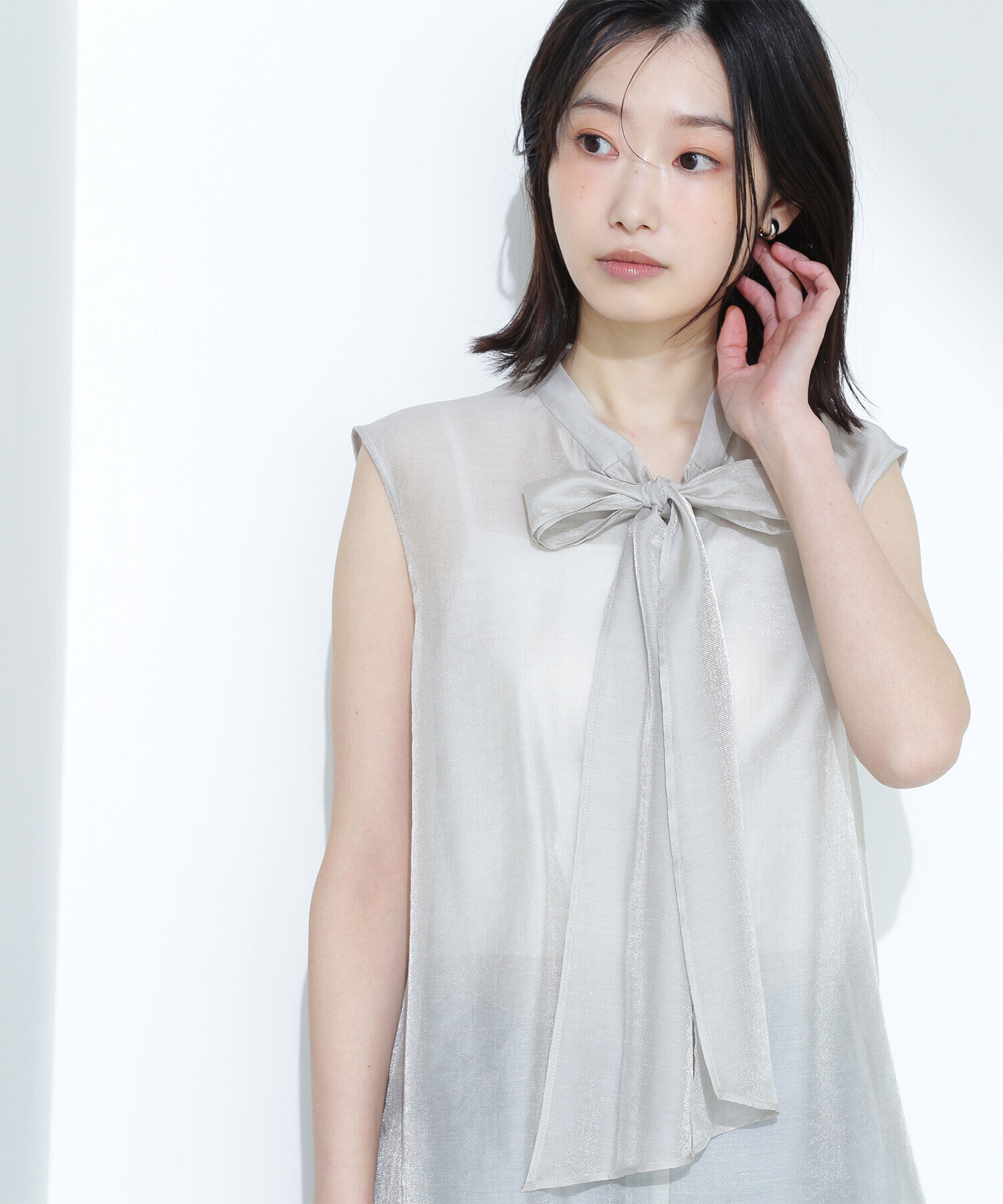  「ブライトシアーリボンボウブラウス」|シャツ・ブラウス|