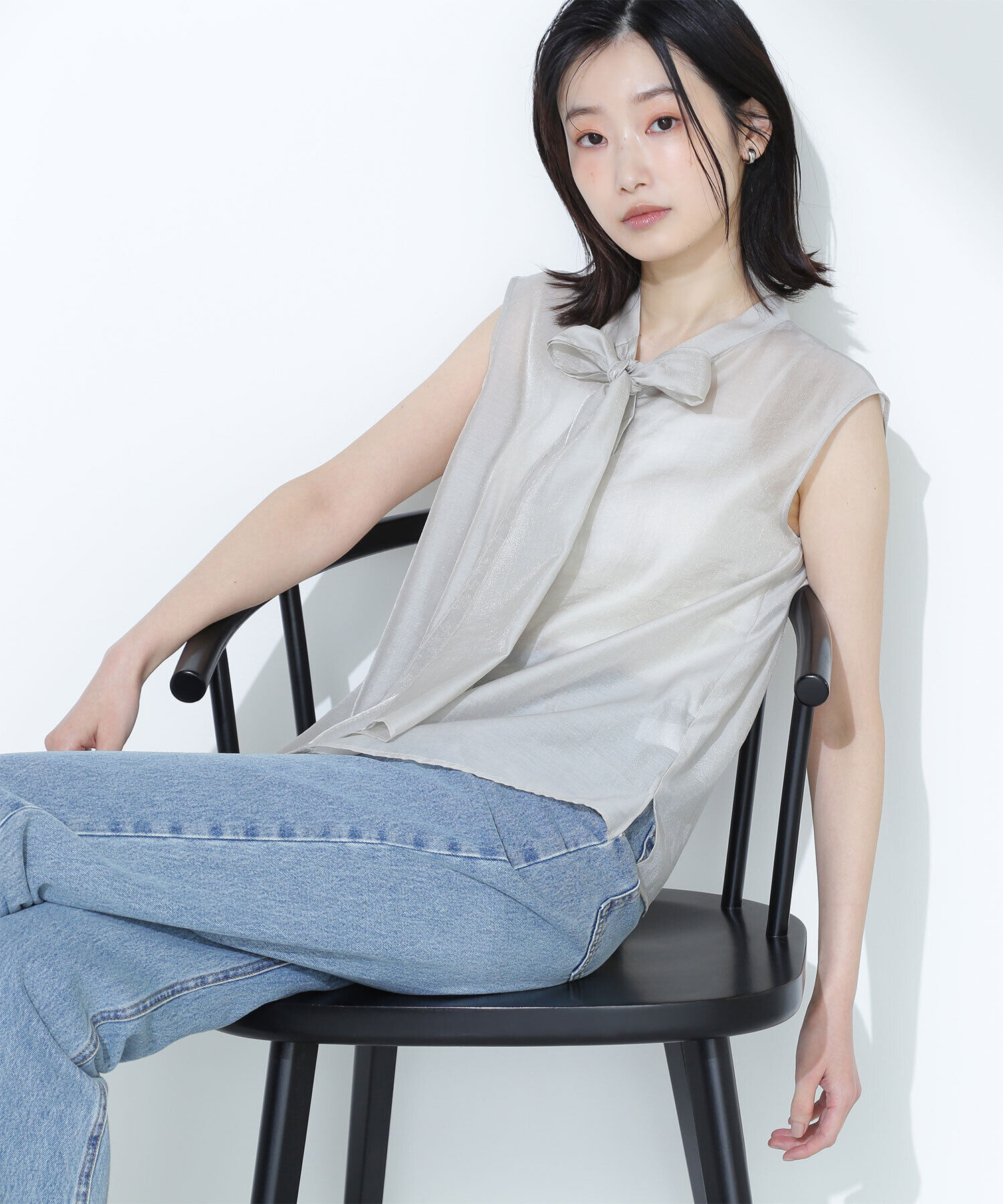  「ブライトシアーリボンボウブラウス」|シャツ・ブラウス|