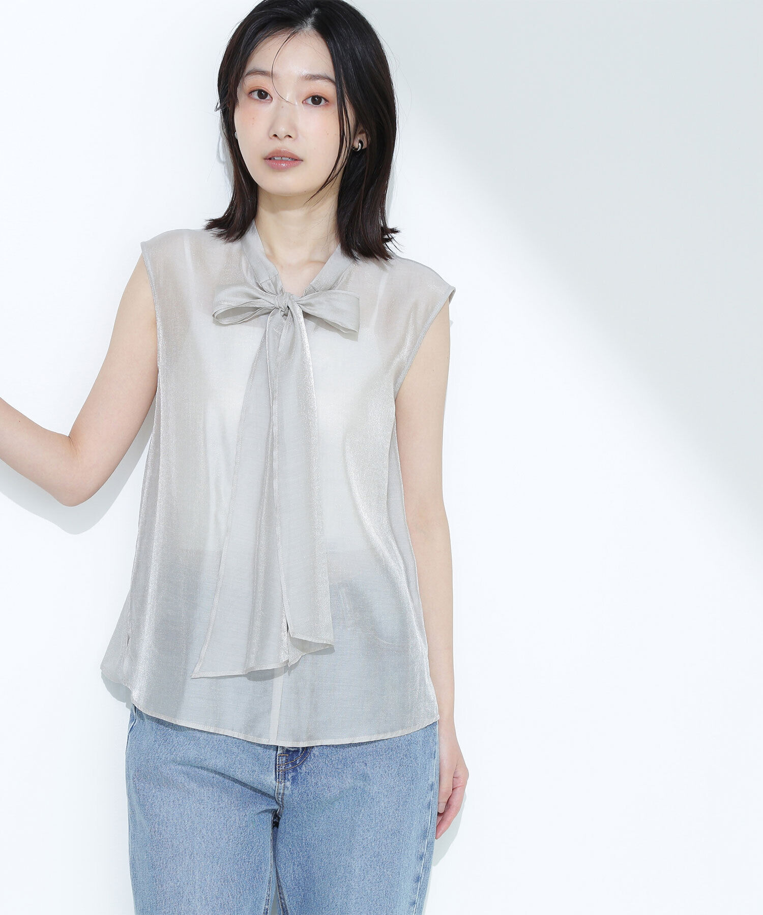  「ブライトシアーリボンボウブラウス」|シャツ・ブラウス|