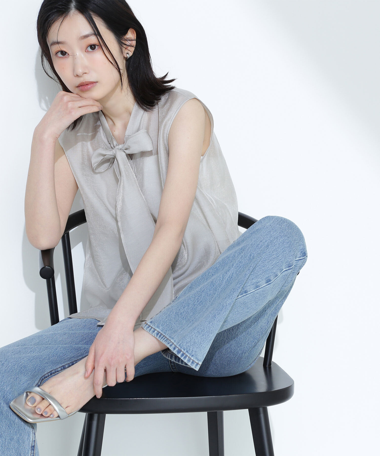  「ブライトシアーリボンボウブラウス」|シャツ・ブラウス|