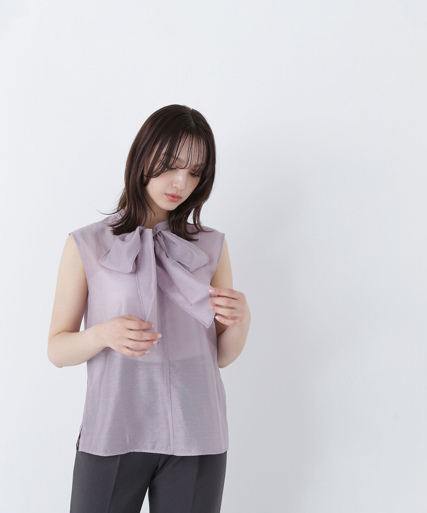  「ブライトシアーリボンボウブラウス」|シャツ・ブラウス|