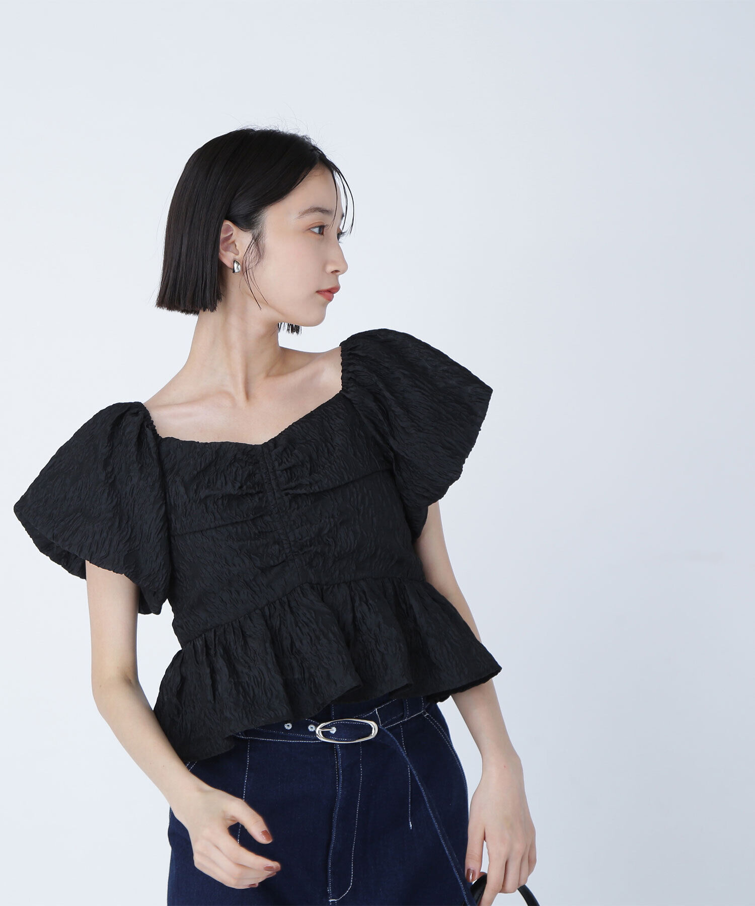  「ジャガードクロップドブラウス」|シャツ・ブラウス|クロ