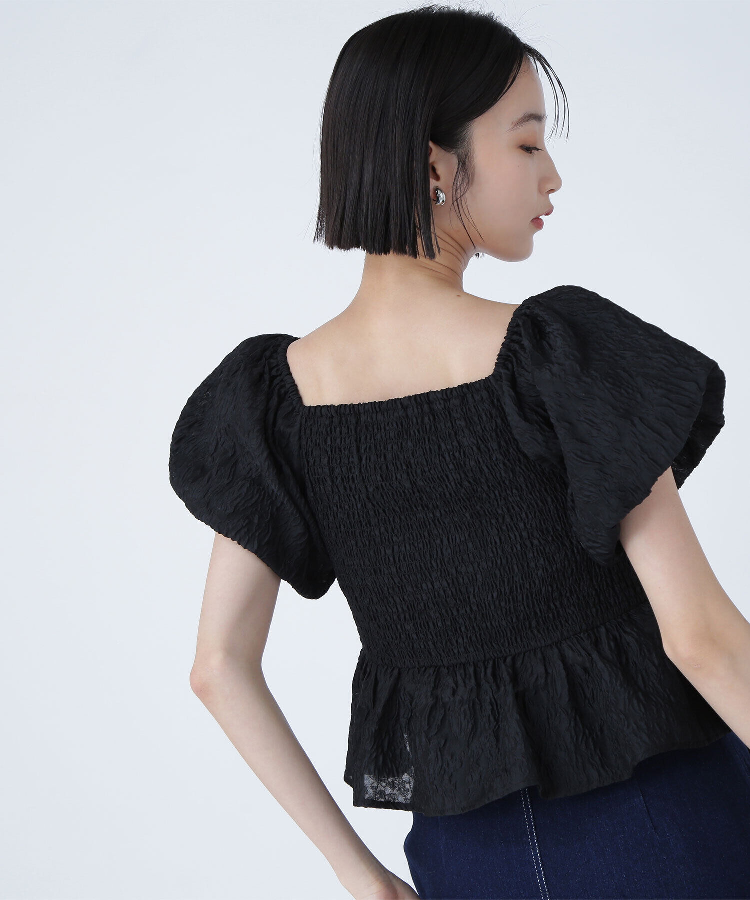  「ジャガードクロップドブラウス」|シャツ・ブラウス|