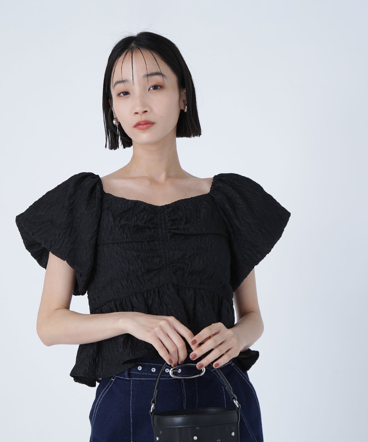  「ジャガードクロップドブラウス」|シャツ・ブラウス|